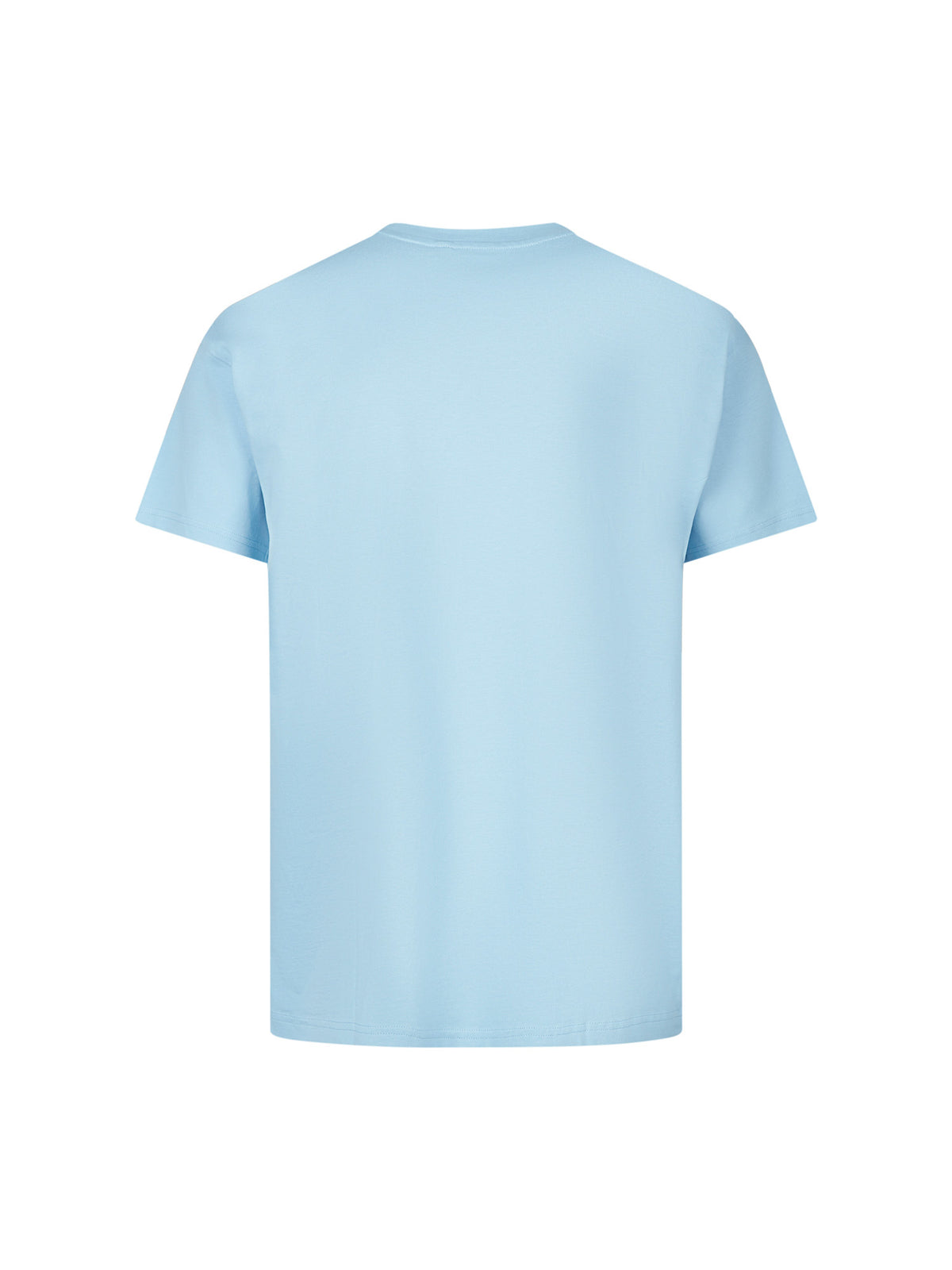 Men's relaxed-fit blue t-shirt with crew neck and short sleeves, back view