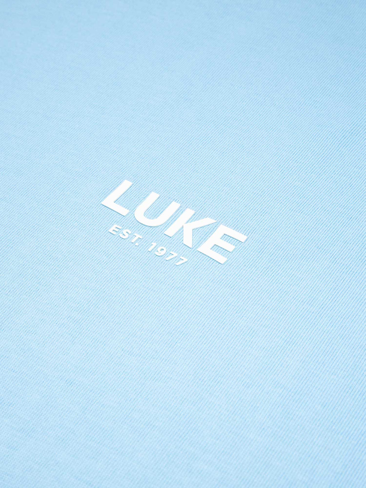 Men's relaxed-fit blue t-shirt with crew neck and short sleeves.
