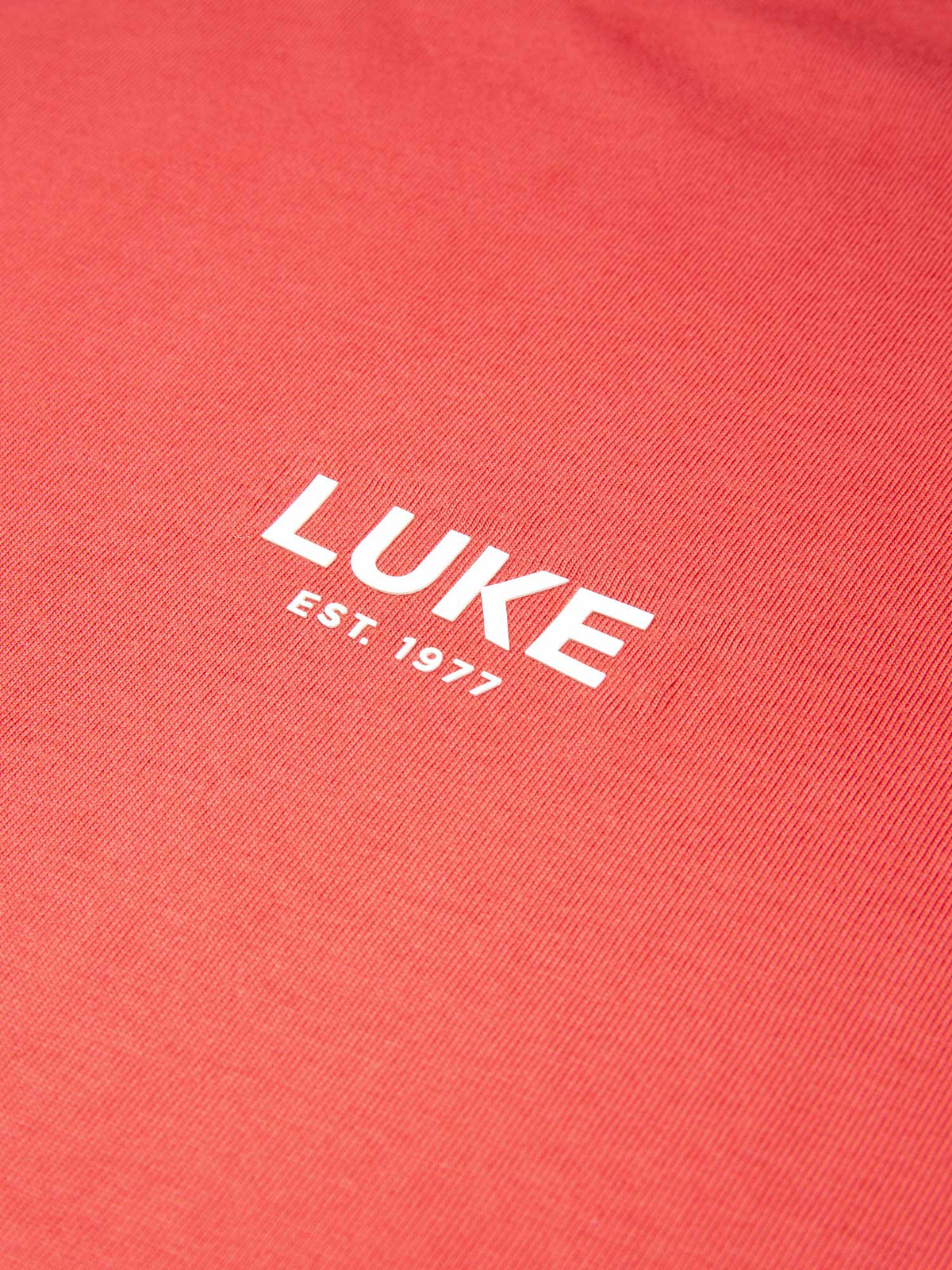 Men's relaxed-fit red t-shirt with crew neck and short sleeves, detail view 2
