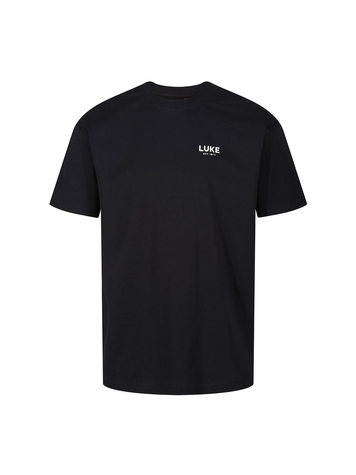 LUKE 1977 Exquisite men's relaxed fit heavyweight cotton t-shirt in black with raised LUKE EST. 1977 print