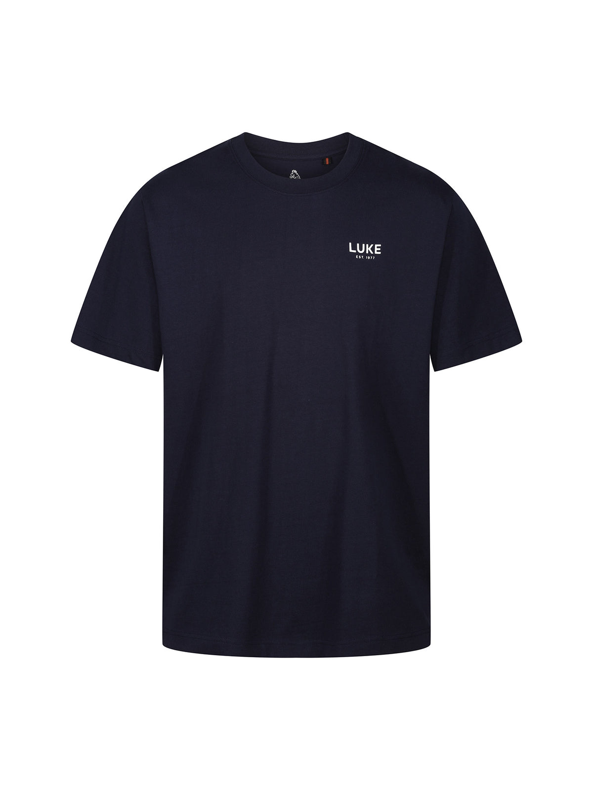 LUKE 1977 Exquisite men's relaxed fit heavyweight cotton t-shirt in navy with raised LUKE EST. 1977 print