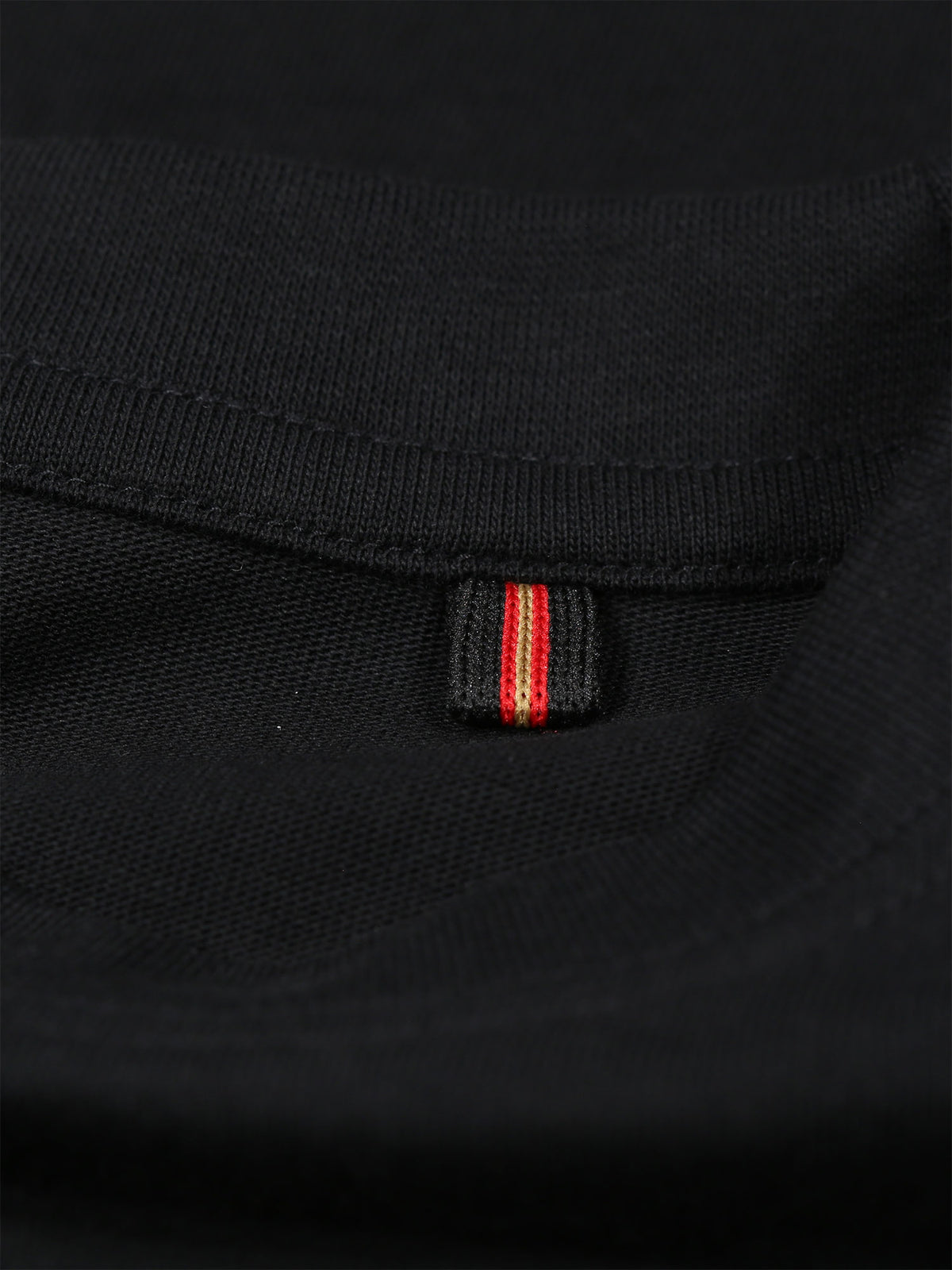Men's black t-shirt with crew neck and short sleeves worn by a model - back view.