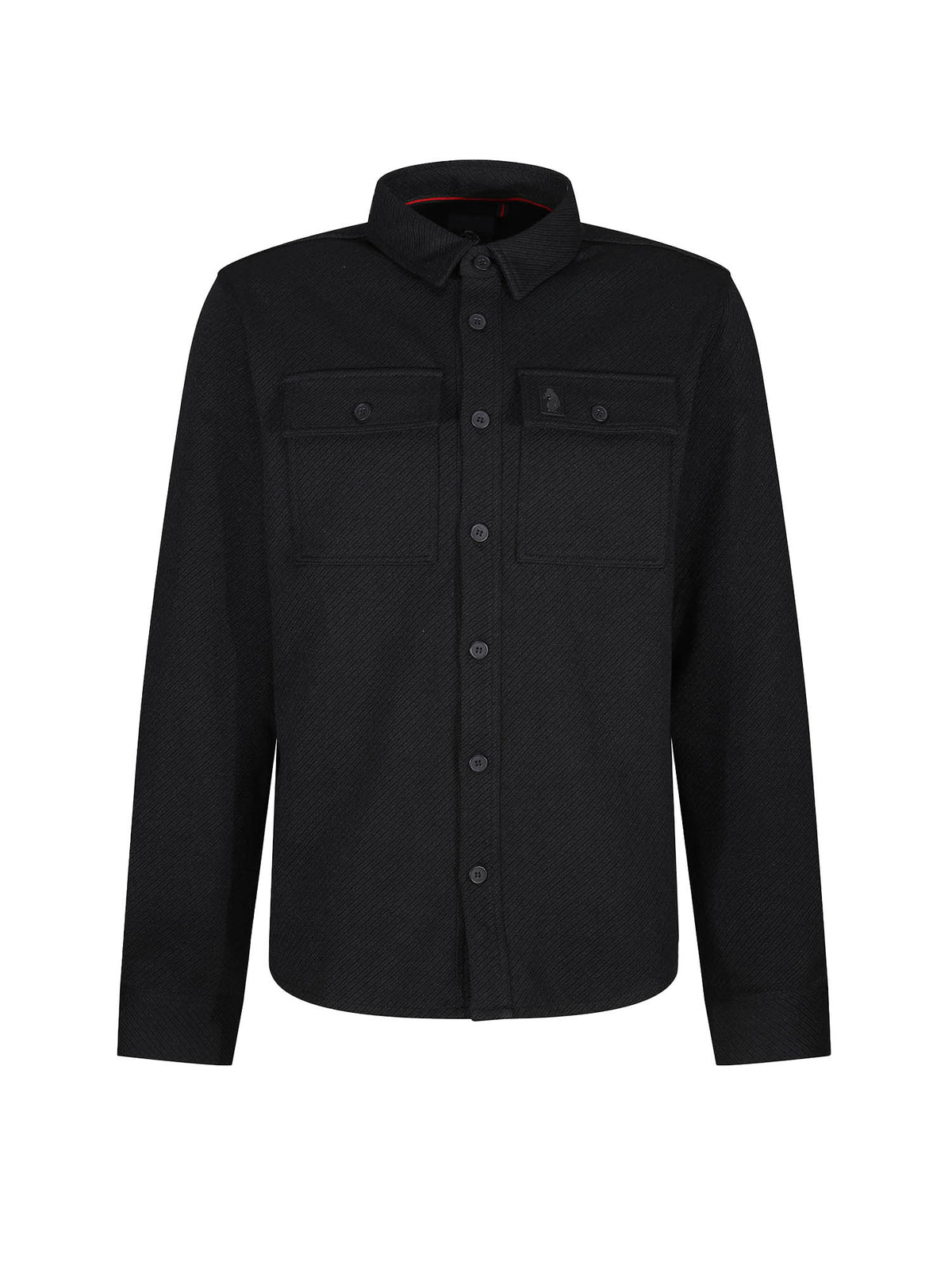 Men's black shirt with button-up front.