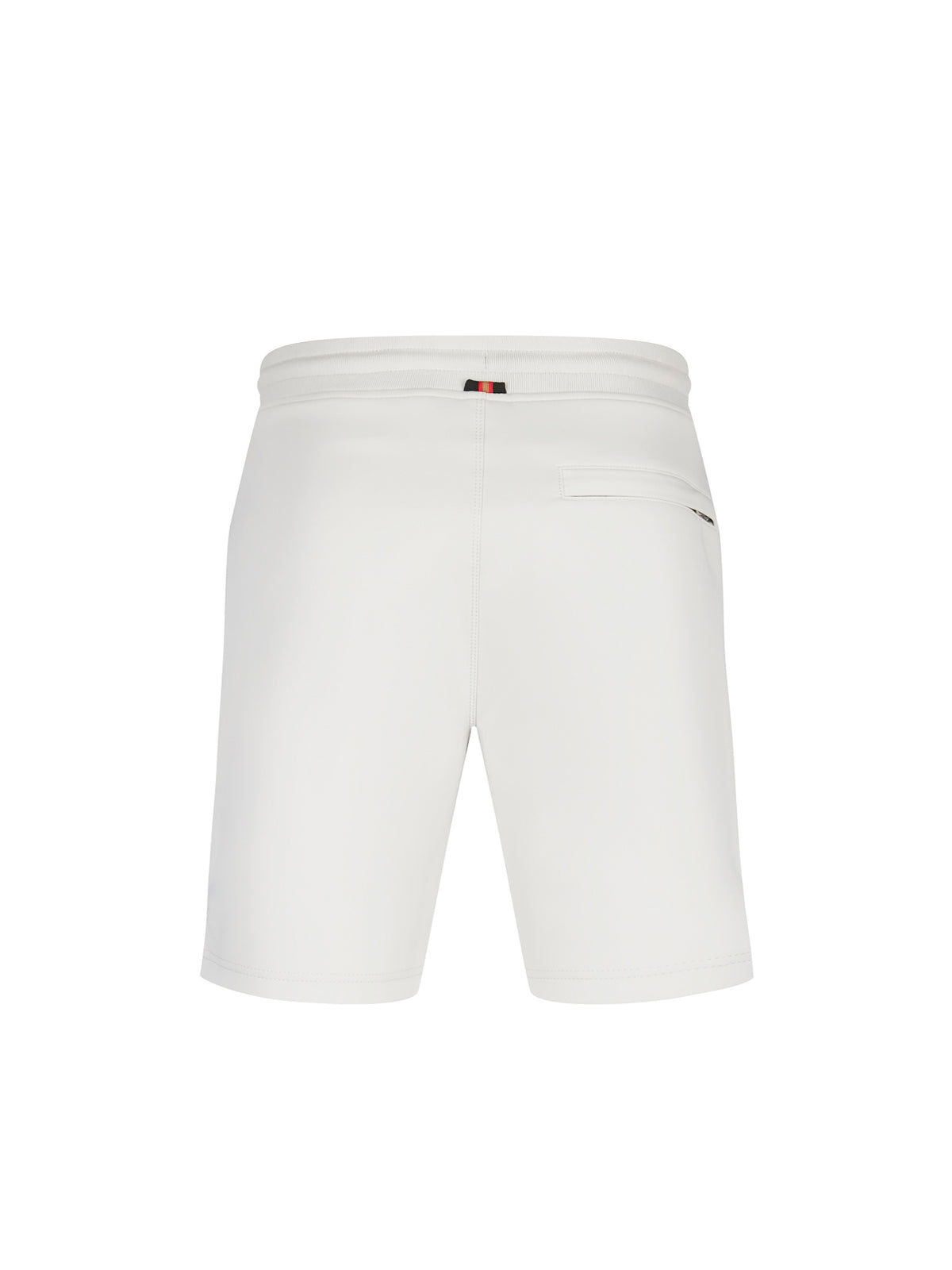 Men's grey shorts with drawstring waistband, back view