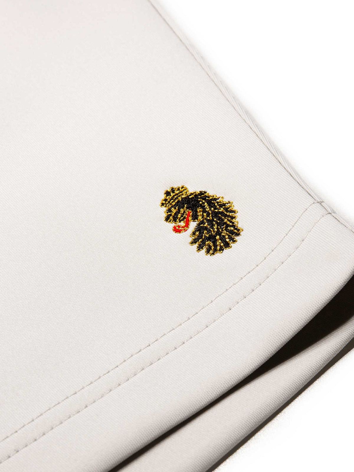 Men's grey shorts with drawstring waistband, detail view 2