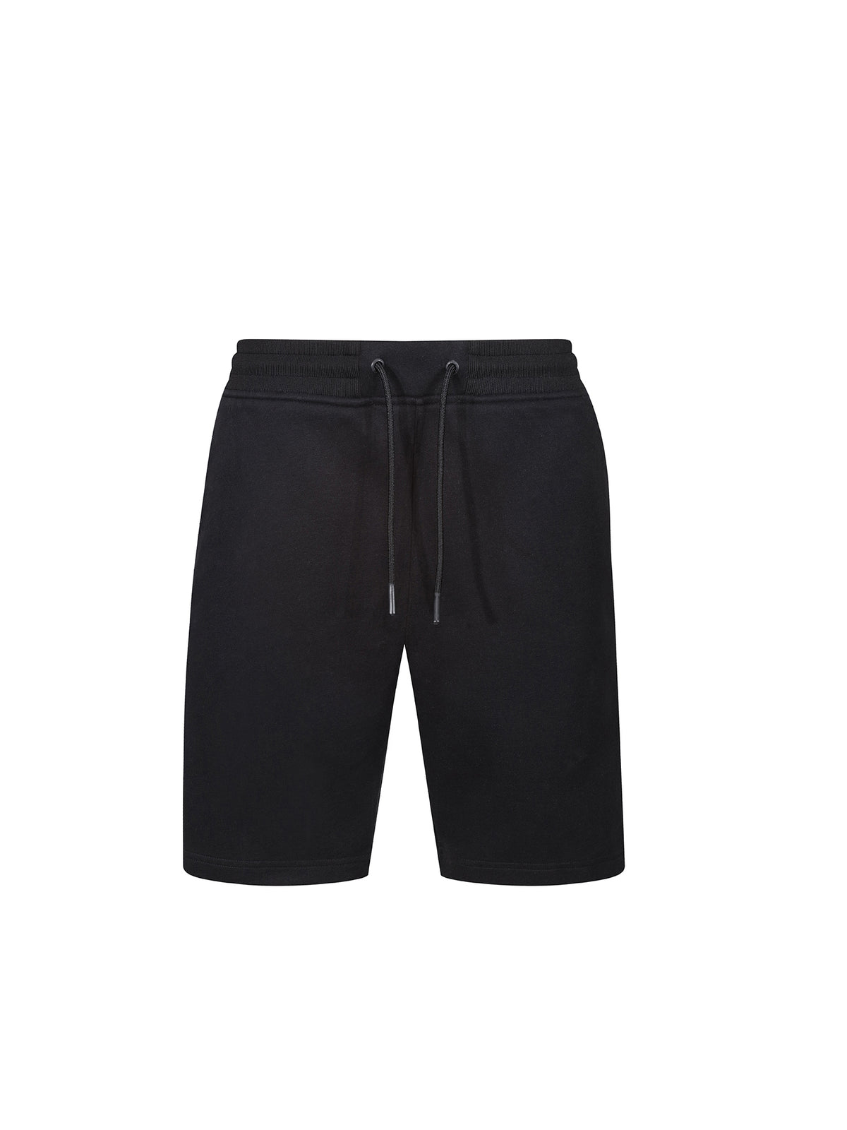 Men's black shorts with drawstring waistband.