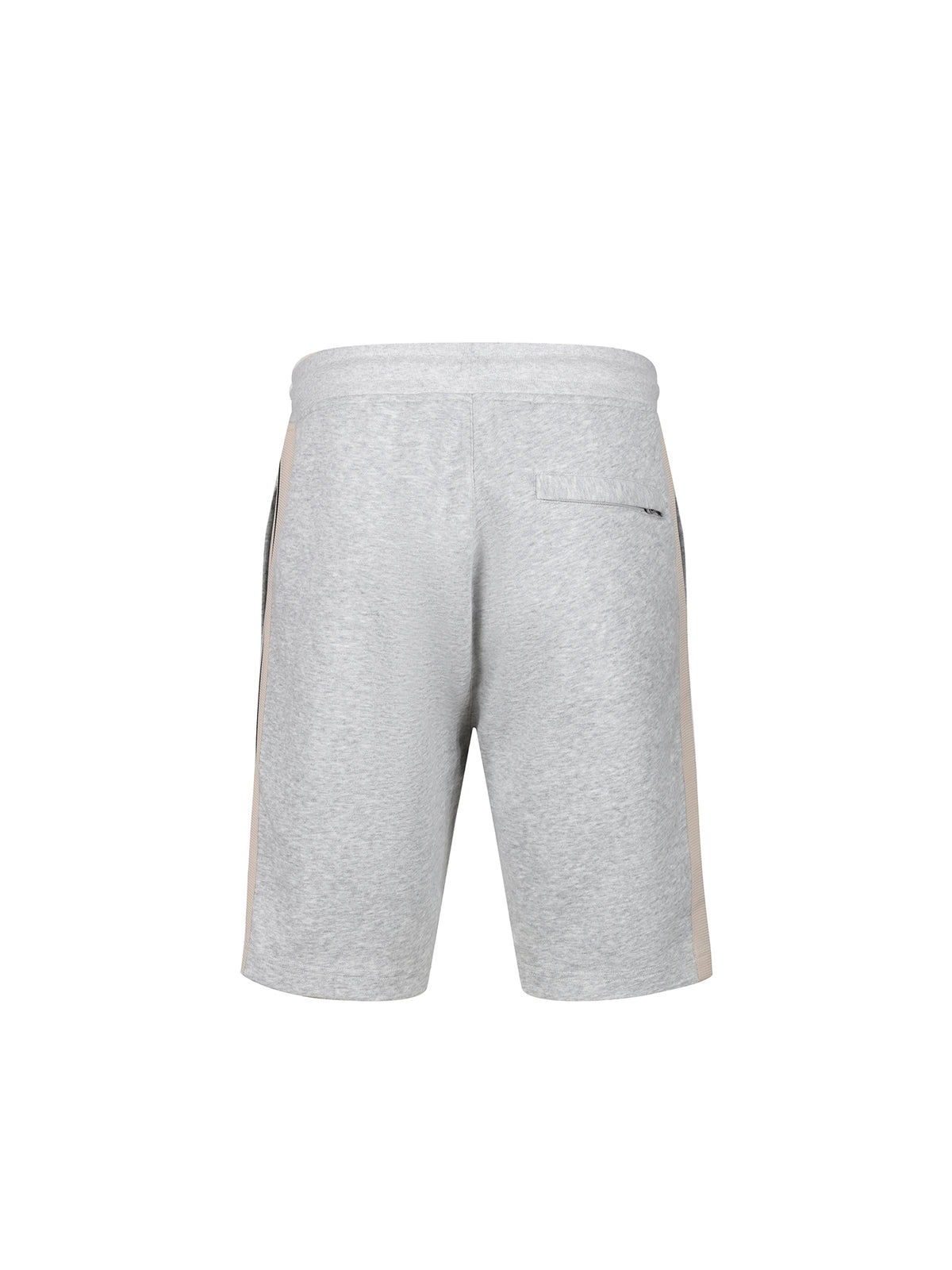 Men's grey shorts with drawstring waistband.