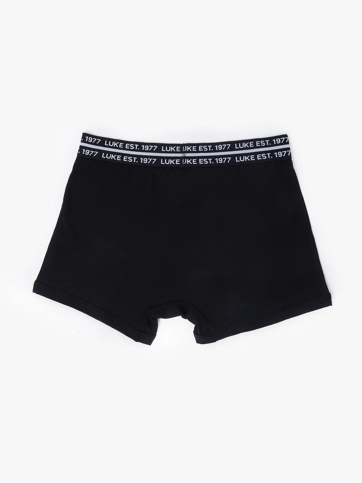 Back of black LUKE 1977 Captain cotton boxers