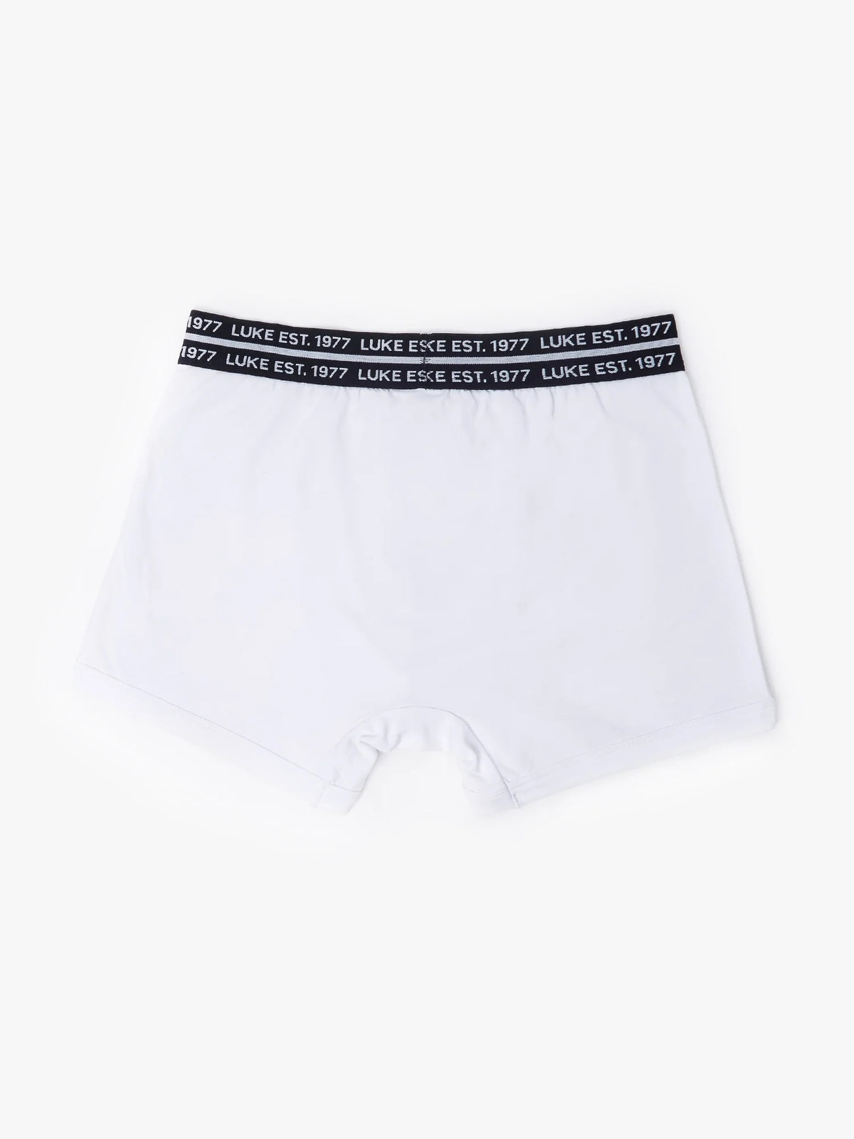 Back of white LUKE 1977 Captain cotton boxers