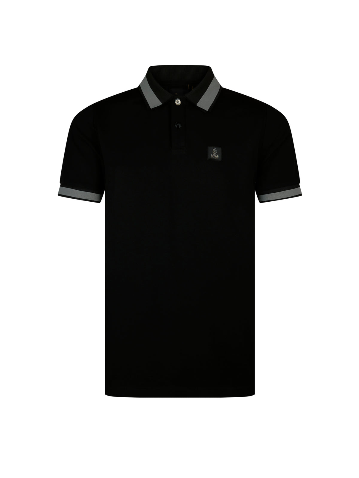 Makati Cotton Pique Polo Shirt - Black/Silver