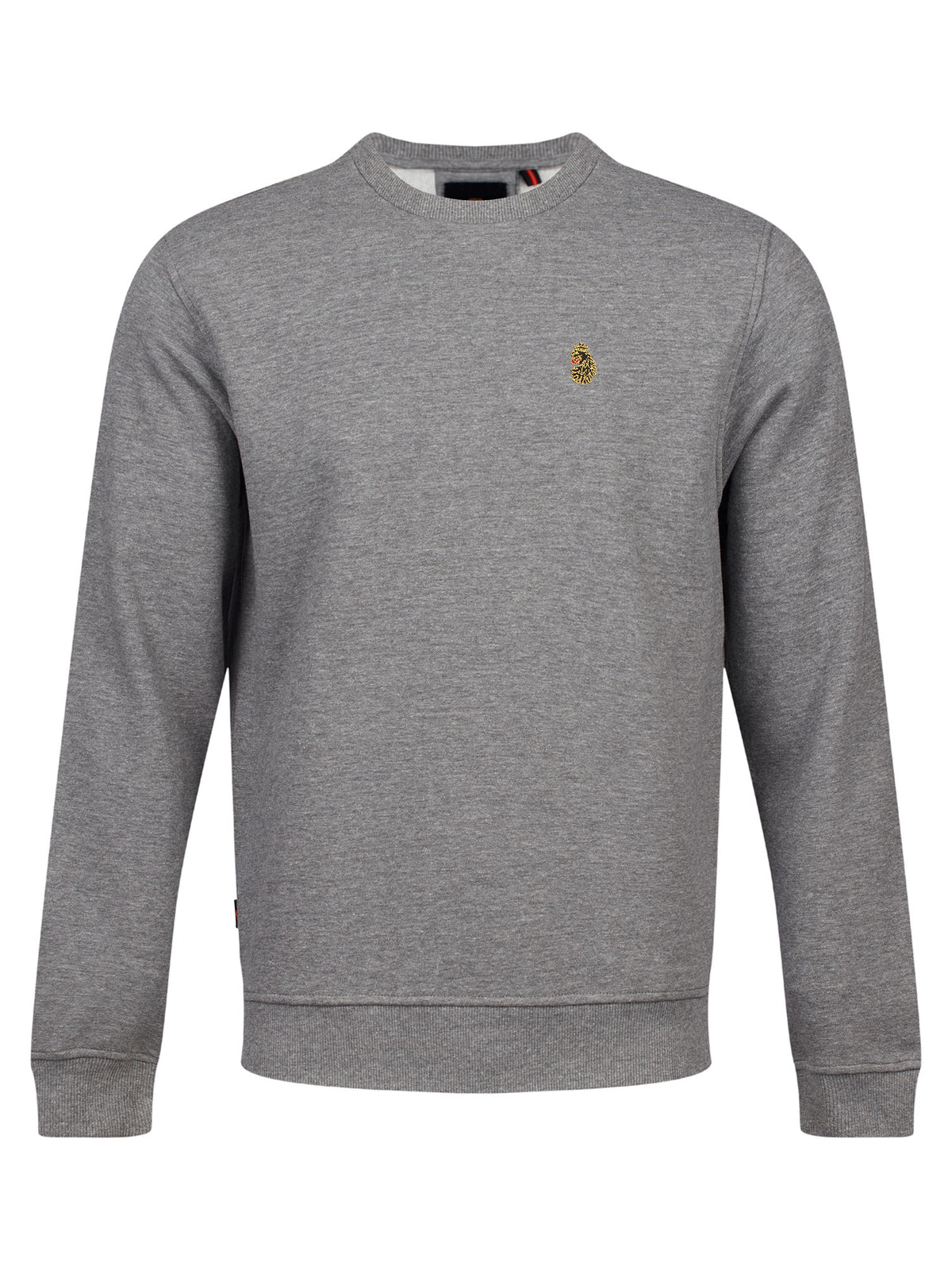 Men's grey tracksuit with crew neck sweatshirt and matching joggers.