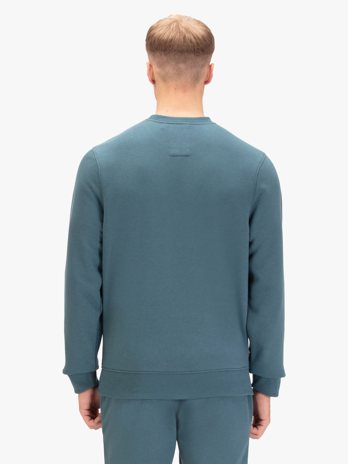 Men's blue sweatshirt with crew neck, detail view 1