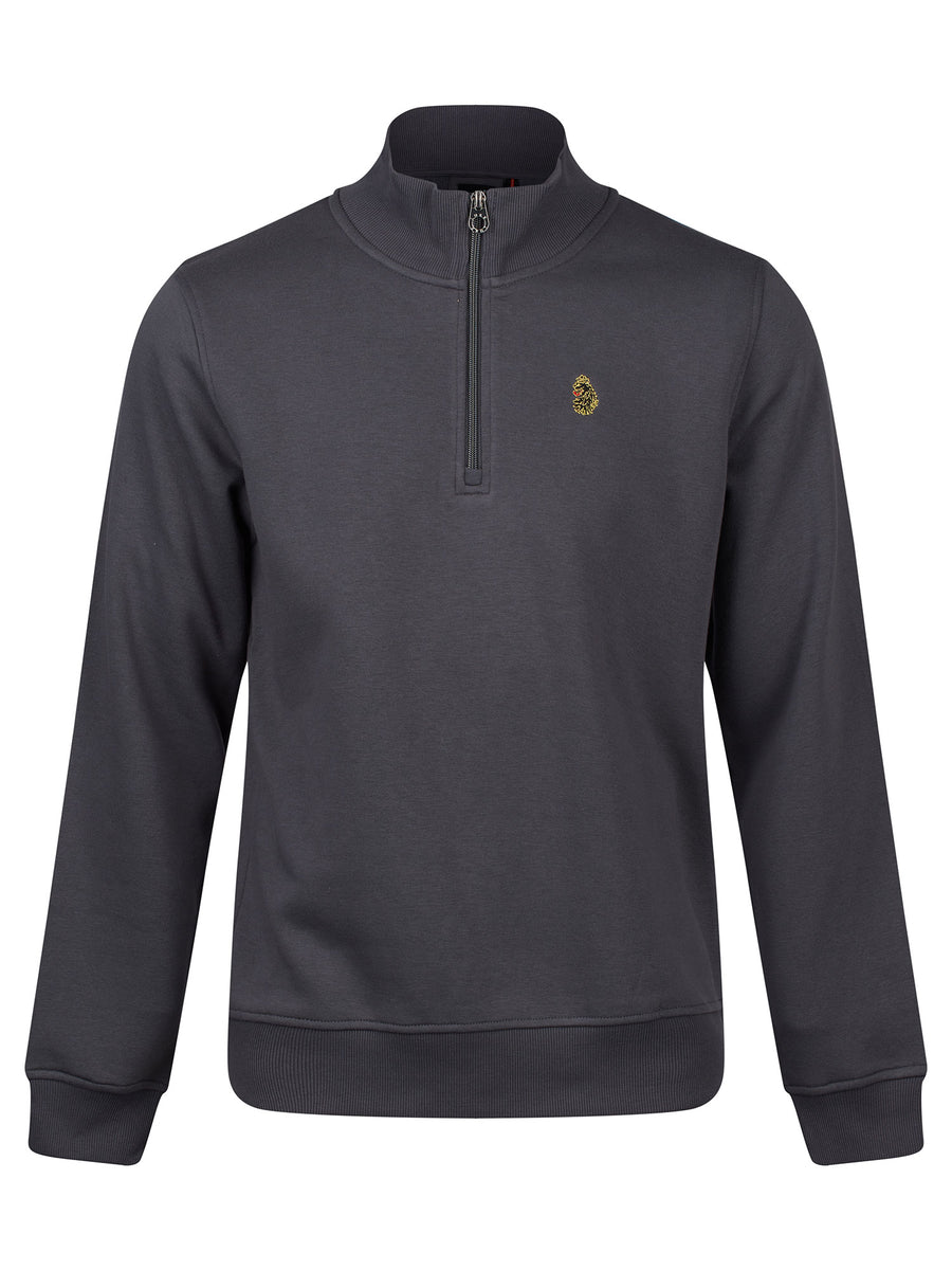 LUKE SYDNEY 1000 1/4 Zip Sweatshirt | Dark Grey Cotton Fleece