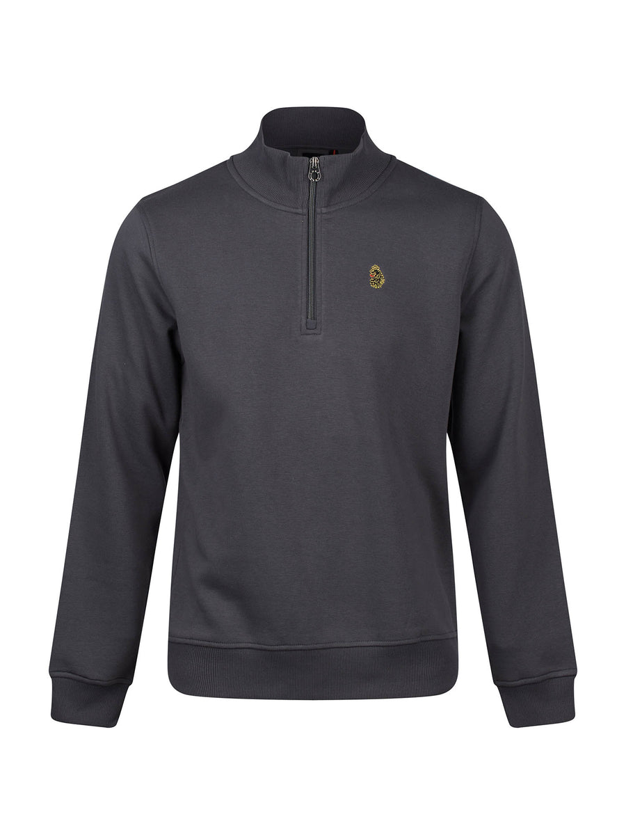 LUKE SYDNEY 1000 1/4 Zip Sweatshirt | Dark Grey Cotton Fleece