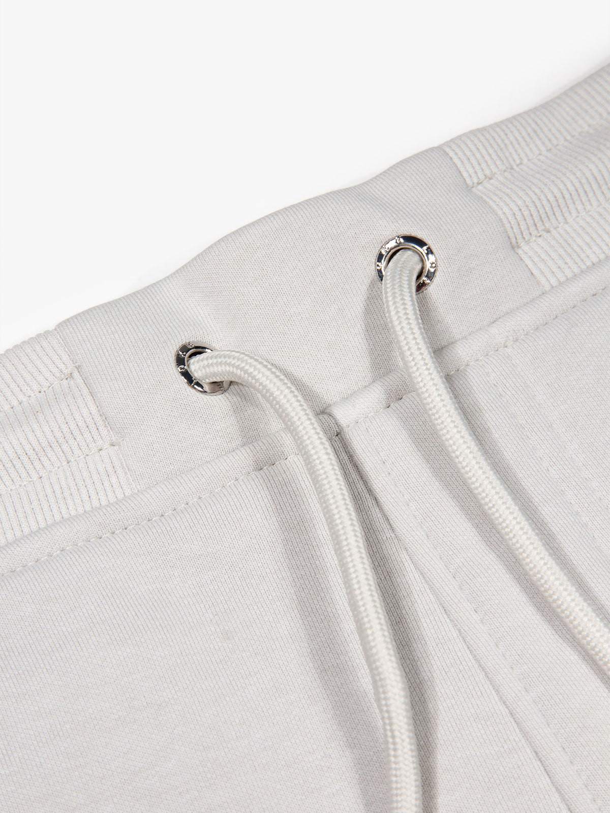 Men's grey shorts with drawstring waistband, detail view 1