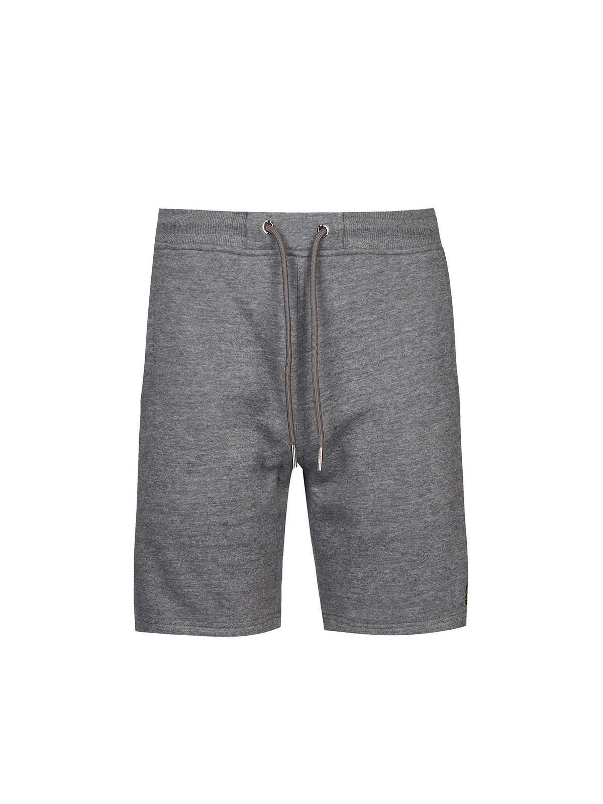 Men's grey shorts with drawstring waistband.