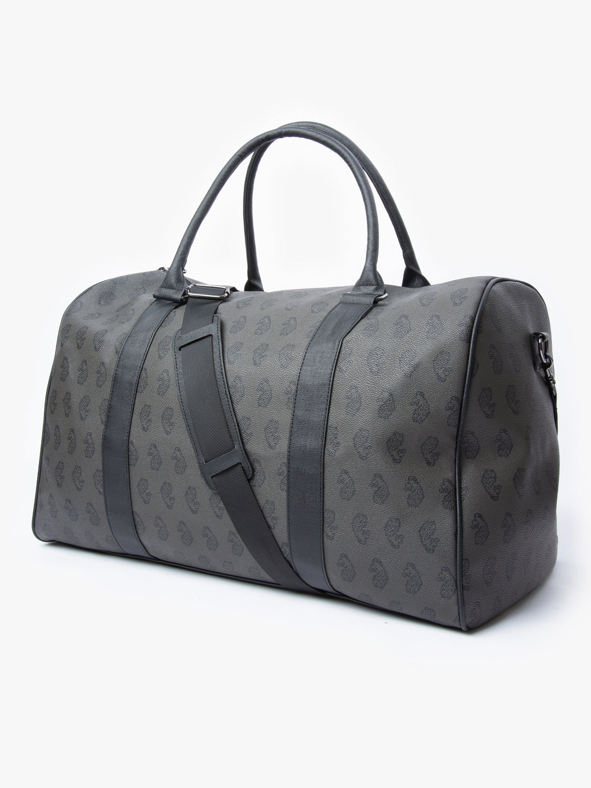 LUKE 1977 Walsh lion head overprint holdall bag with detachable shoulder strap, angled view