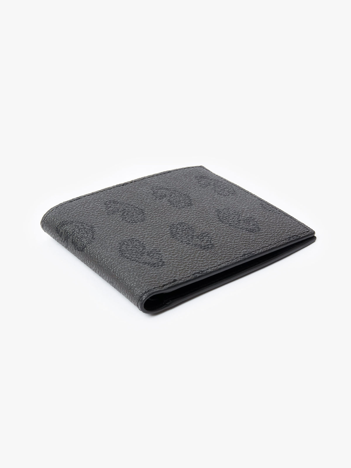 Black LUKE 1977 Noble bi-fold wallet with lion head repeat print, angled view