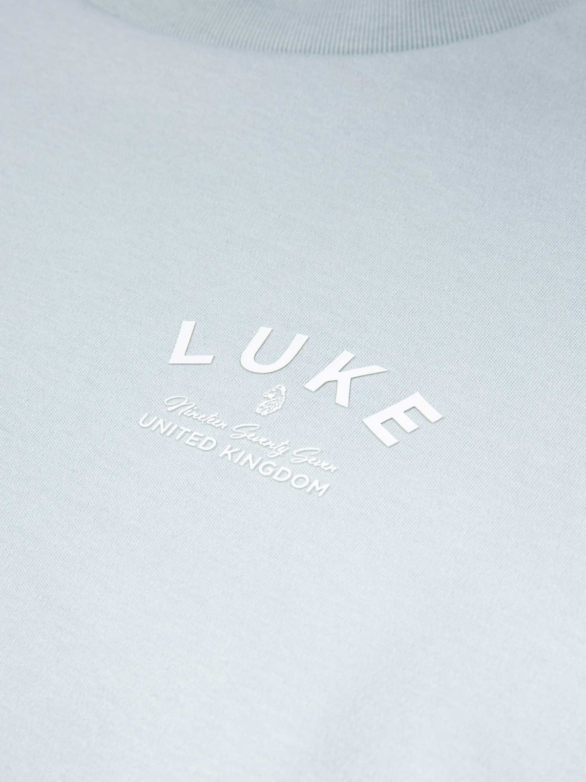 Men's relaxed-fit blue t-shirt with crew neck and short sleeves, detail view 3