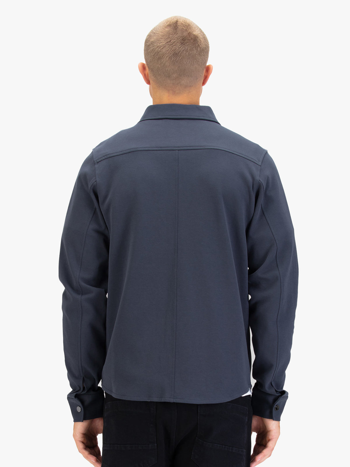 Men's grey shirt with button-up front.