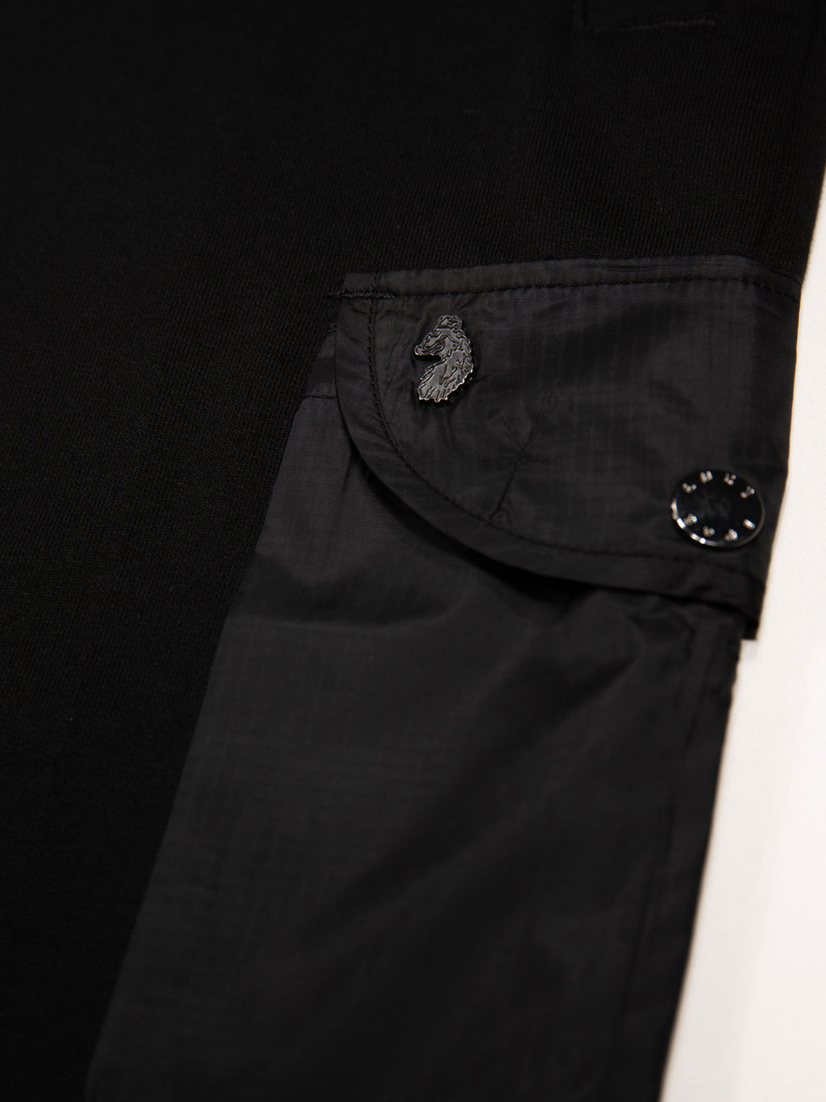 Men's black shorts with drawstring waistband.