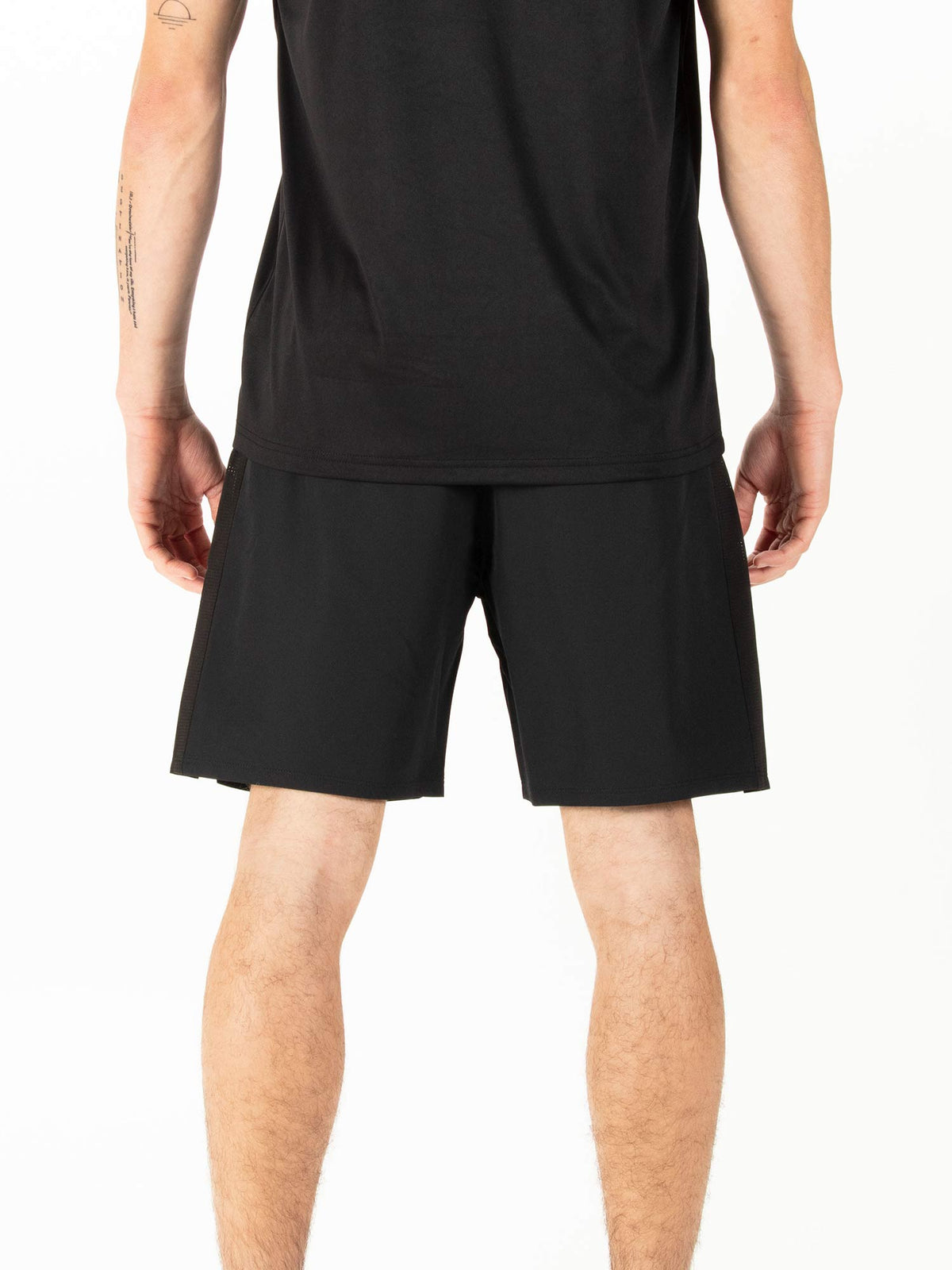 Men's black shorts with drawstring waistband.