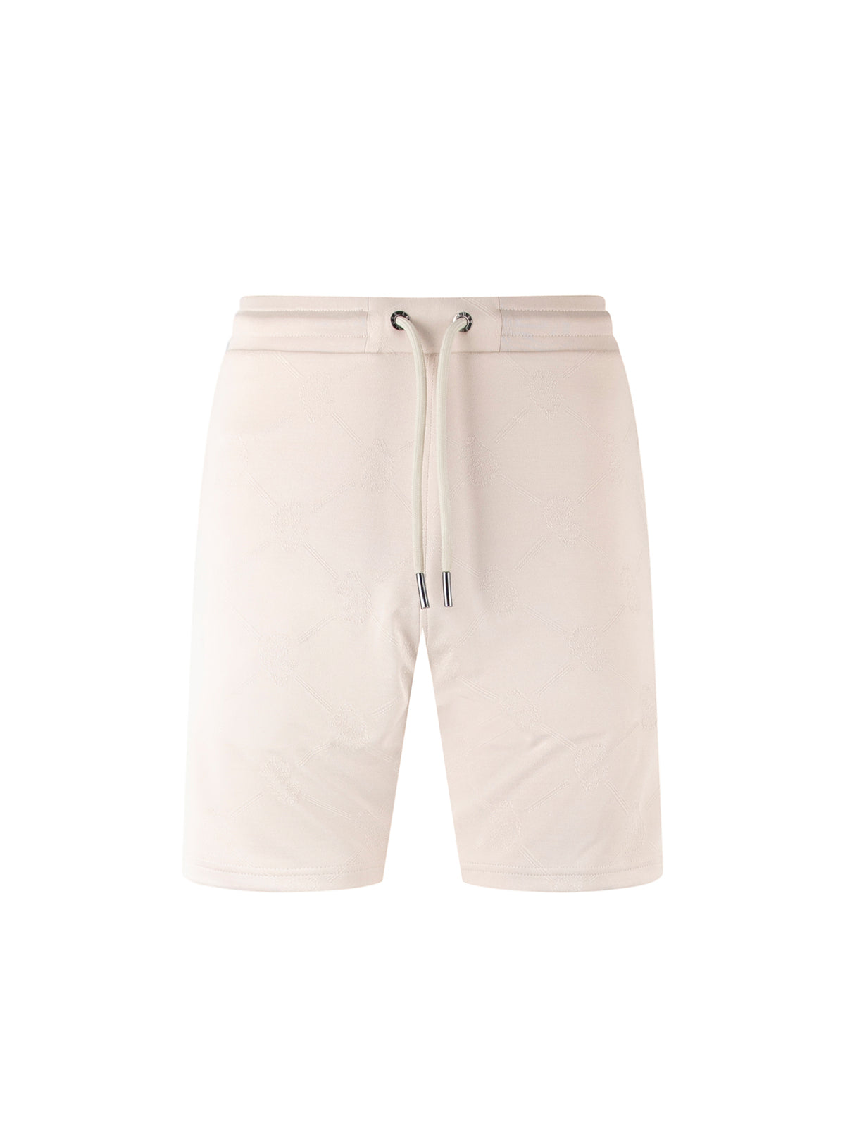 Men's beige shorts with drawstring waistband.