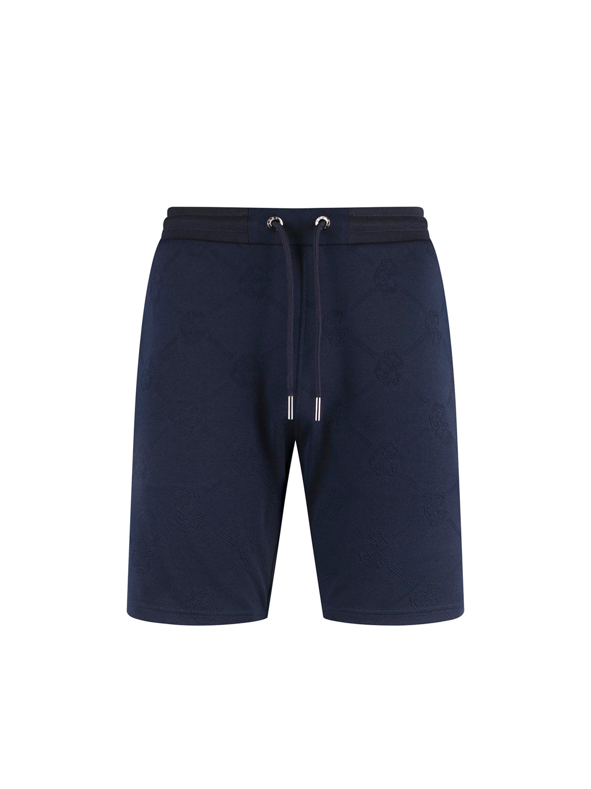 Men's navy shorts with drawstring waistband.