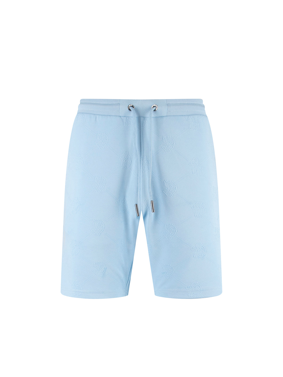 Men's blue shorts with drawstring waistband.