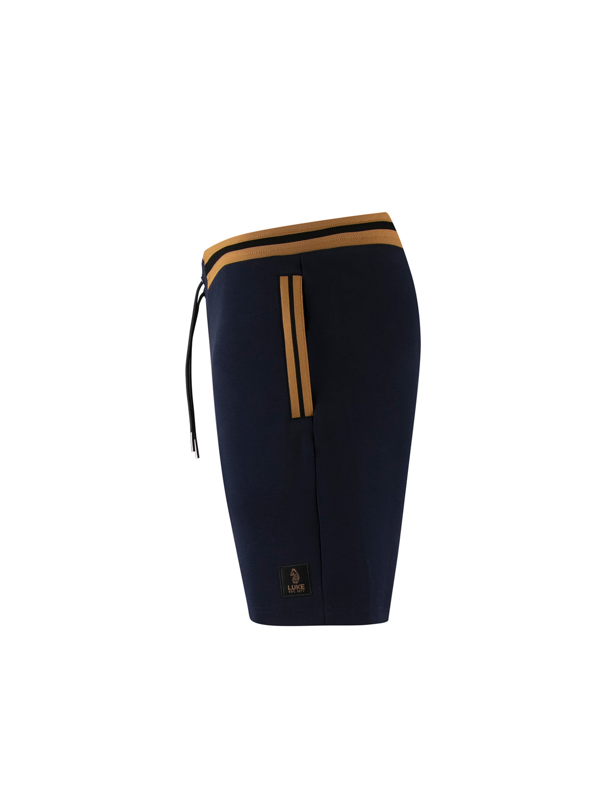 Men's navy shorts with drawstring waistband.