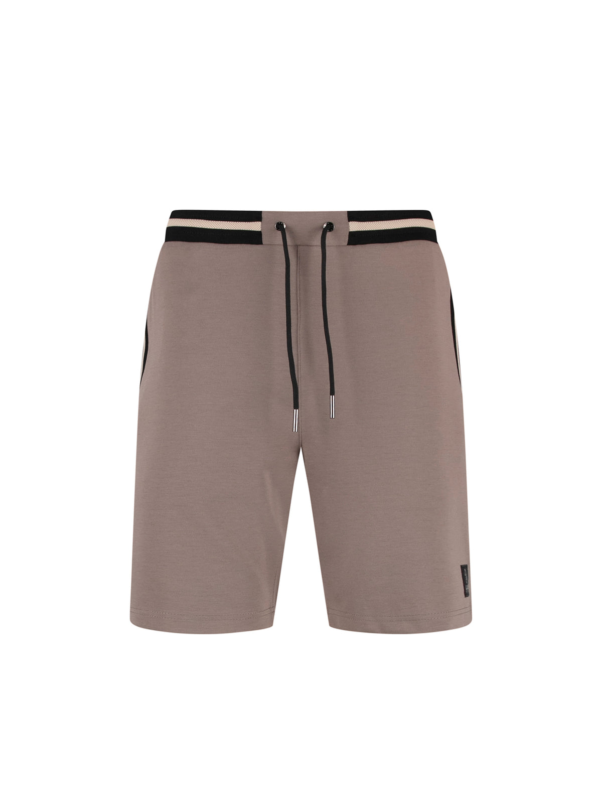 Men's brown shorts with drawstring waistband.