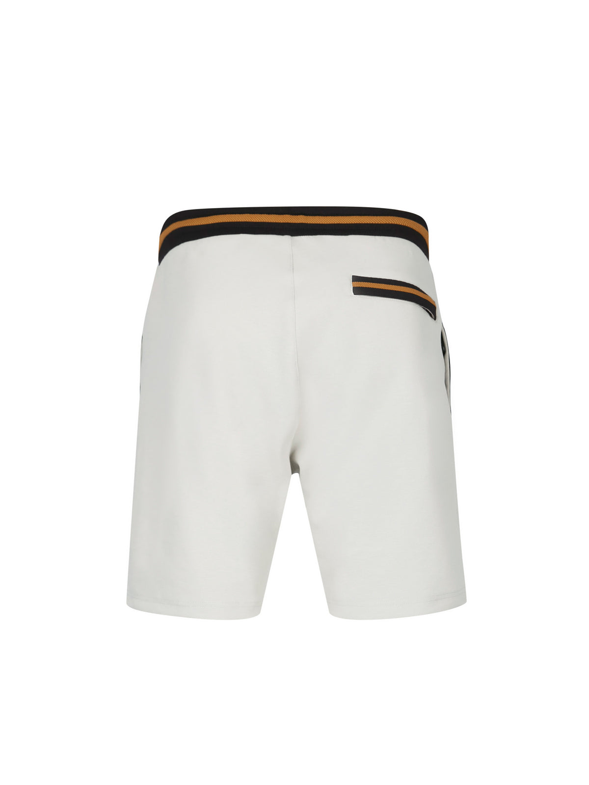 Men's grey shorts with drawstring waistband, back view