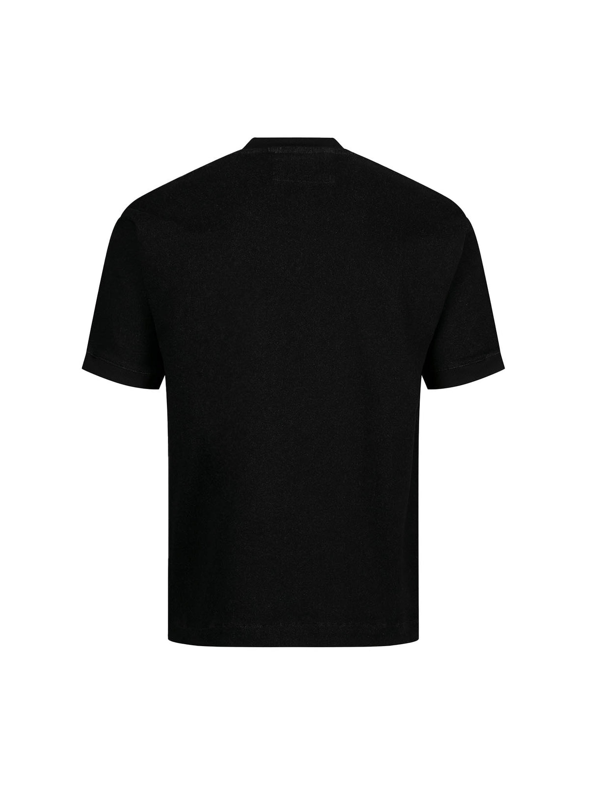 Men's black t-shirt with crew neck and short sleeves - back view.