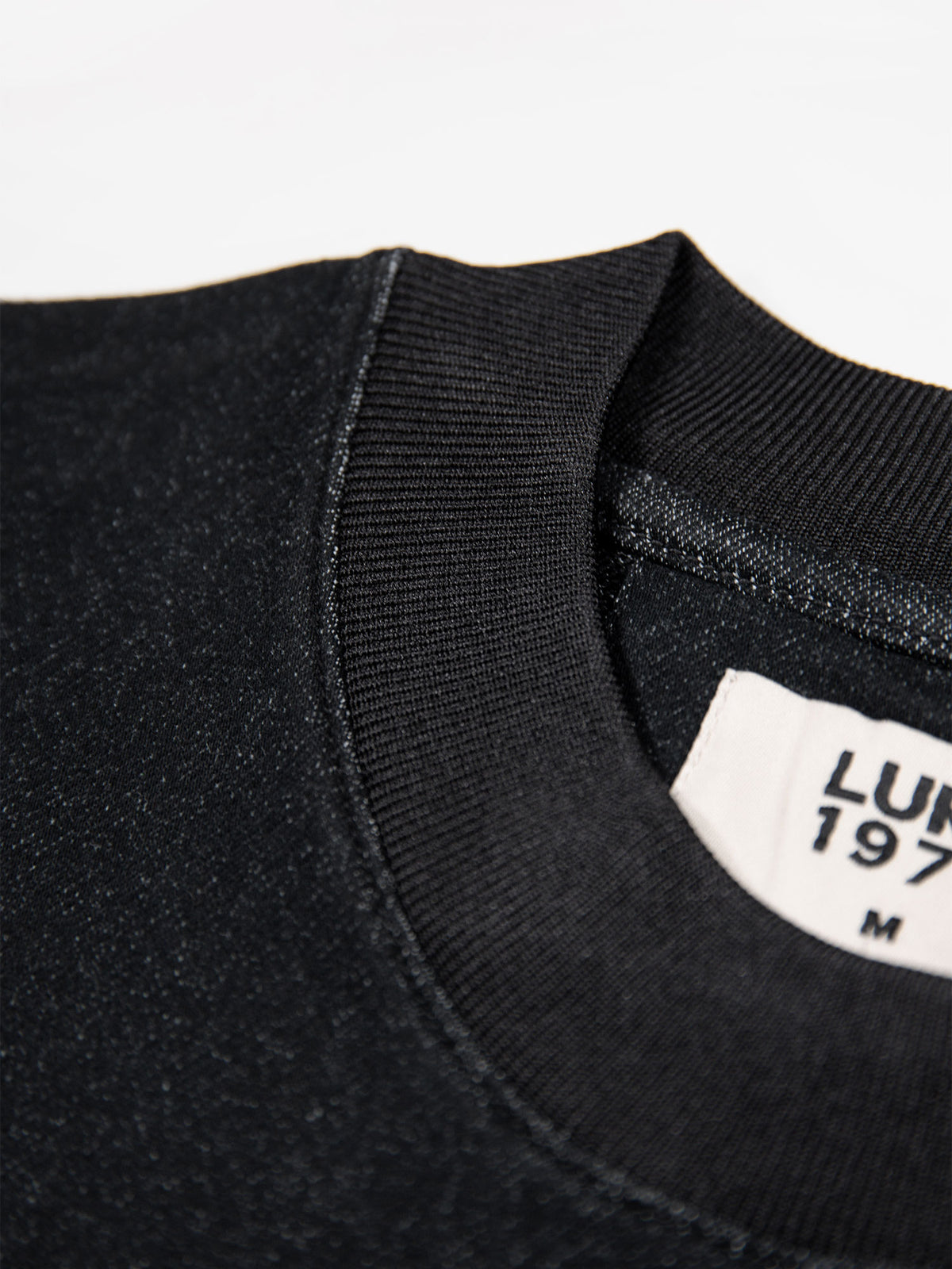 Men's black t-shirt with crew neck and short sleeves - detail view 1.