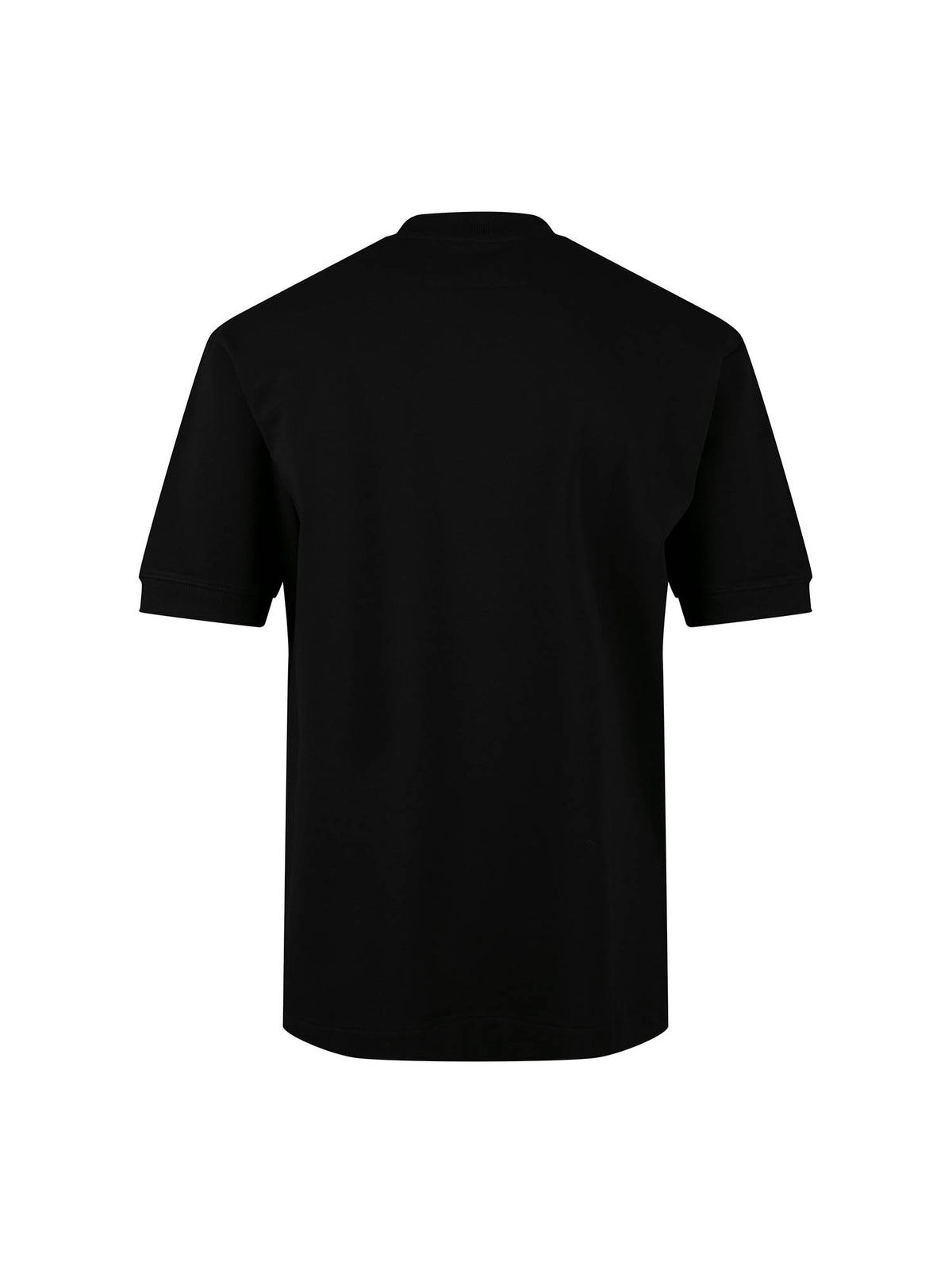 Men's black t-shirt with crew neck and short sleeves - back view.