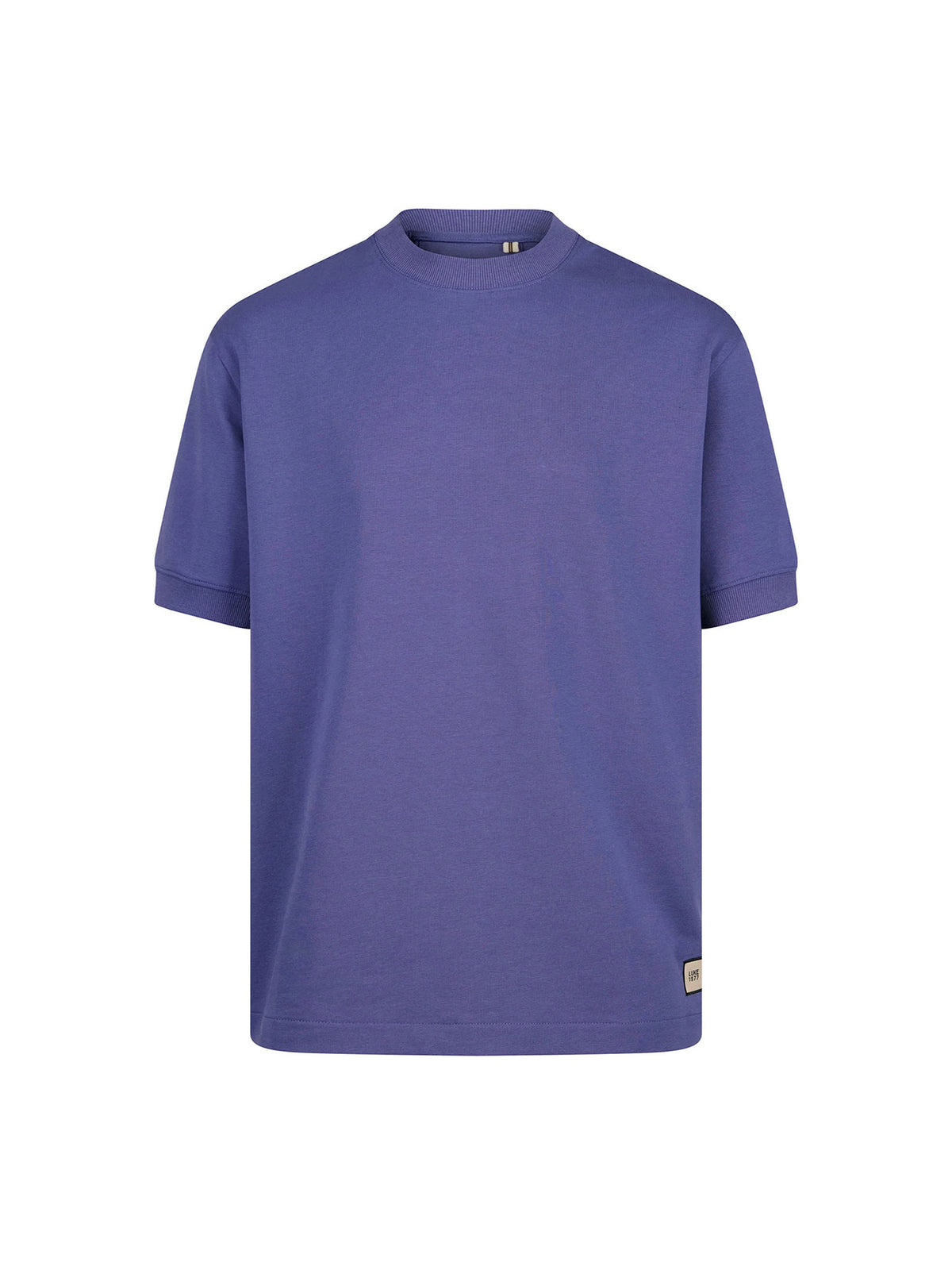 Men's purple t-shirt with crew neck and short sleeves.