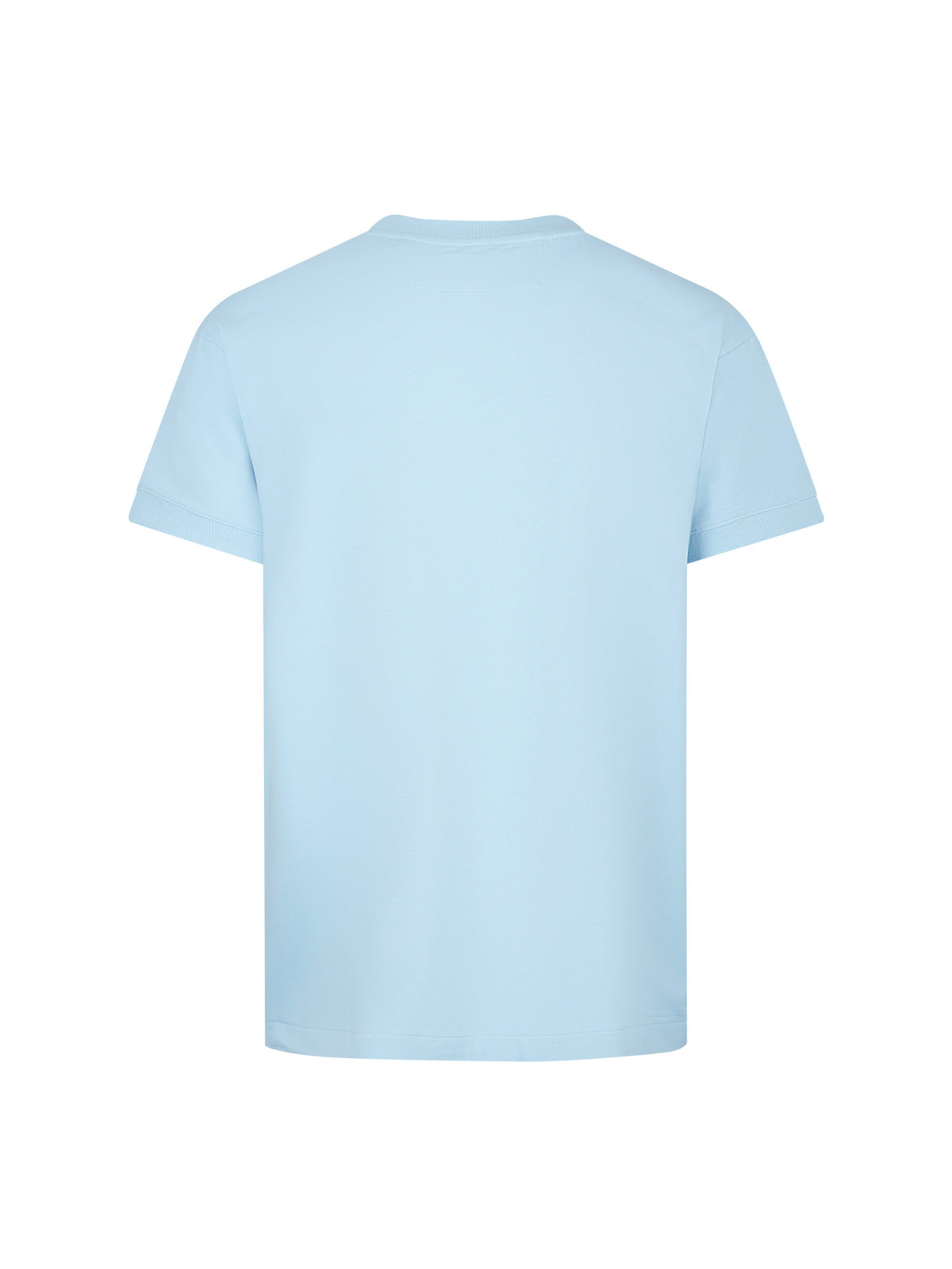 Men's relaxed-fit blue t-shirt with crew neck and short sleeves, back view