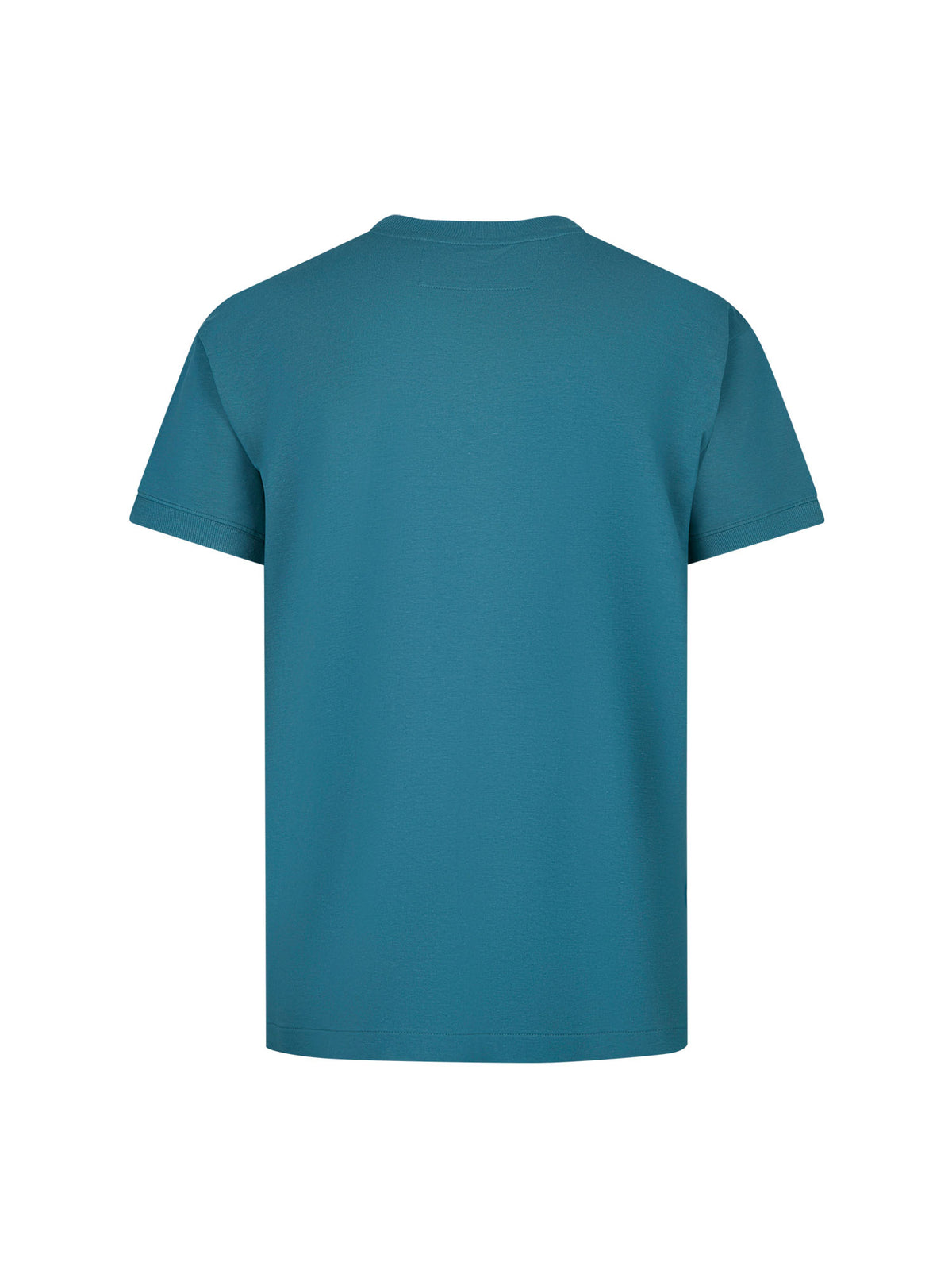 Men's relaxed-fit blue t-shirt with crew neck and short sleeves, back view