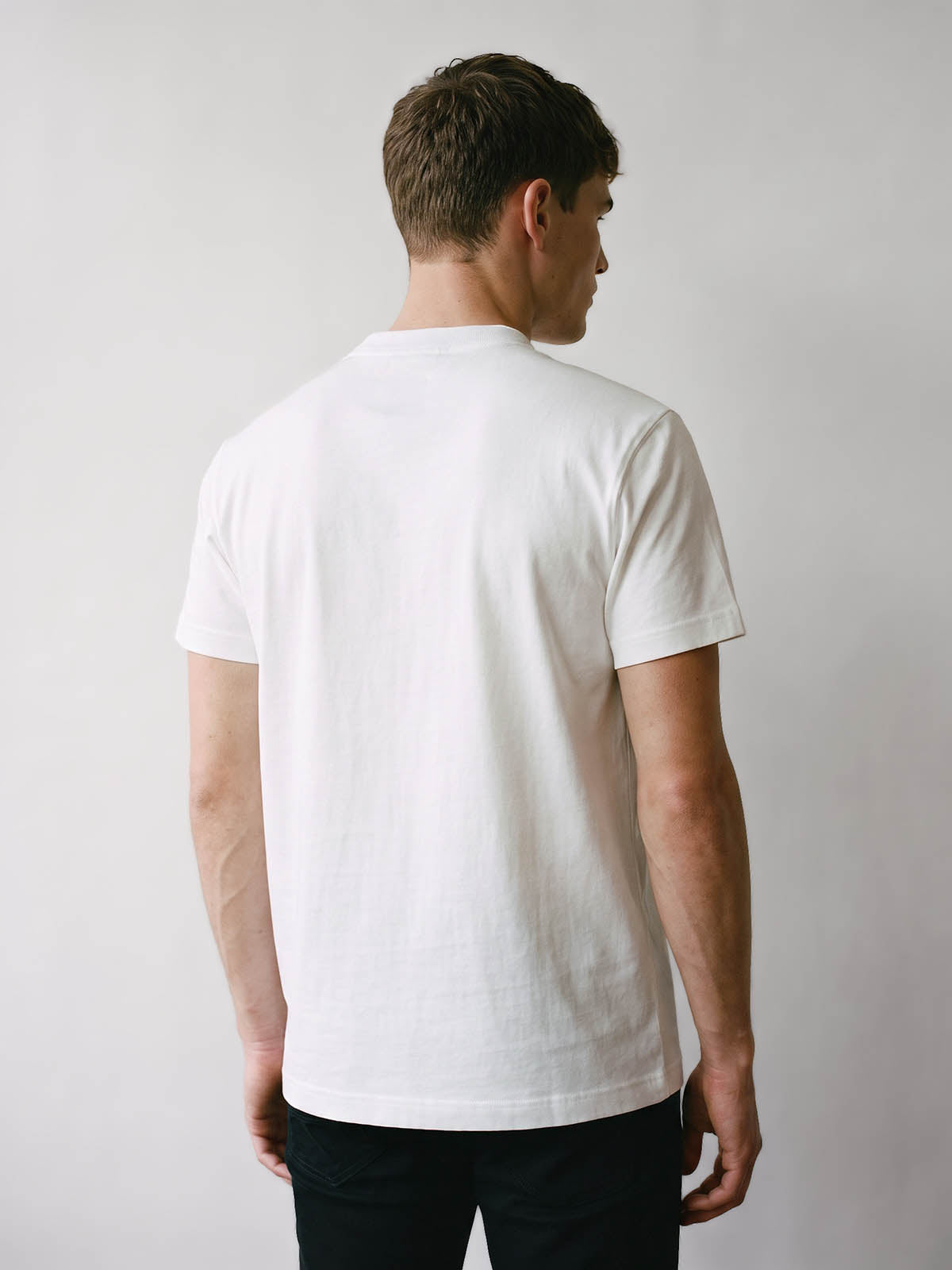 Back view of white LUKE 1977 Glen relaxed fit t-shirt worn by model