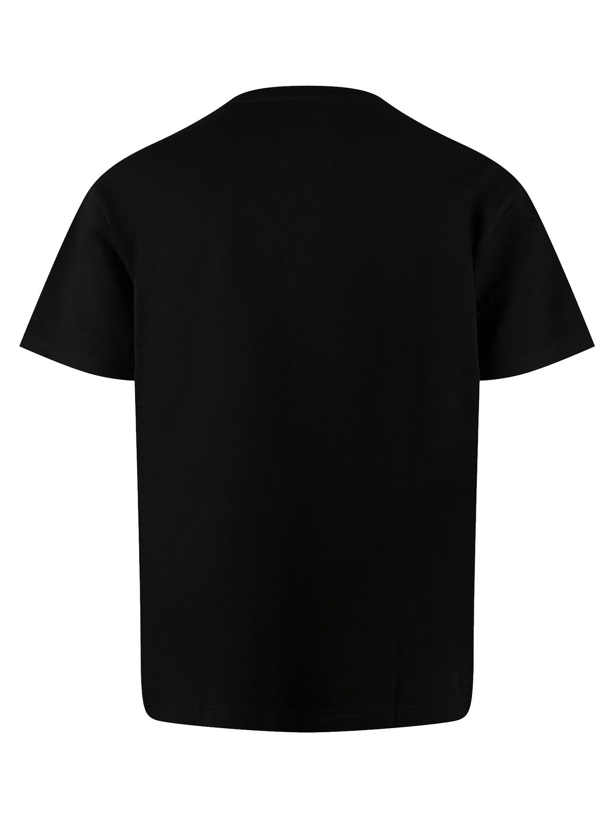 Men's black t-shirt with crew neck and short sleeves - back view.