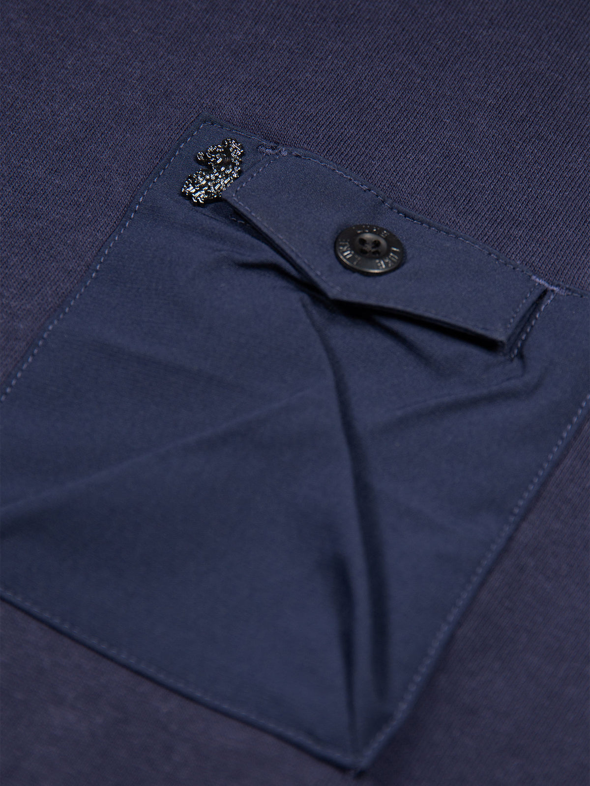 Men's navy t-shirt with crew neck and short sleeves - detail view 1.