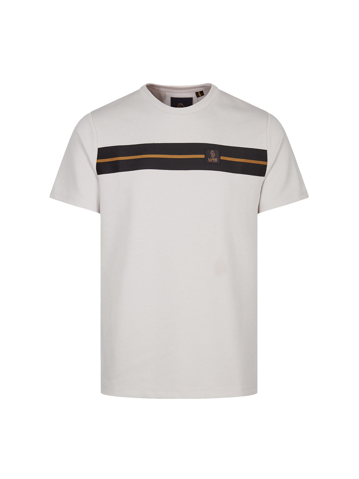 Men's grey t-shirt with crew neck and short sleeves, front view