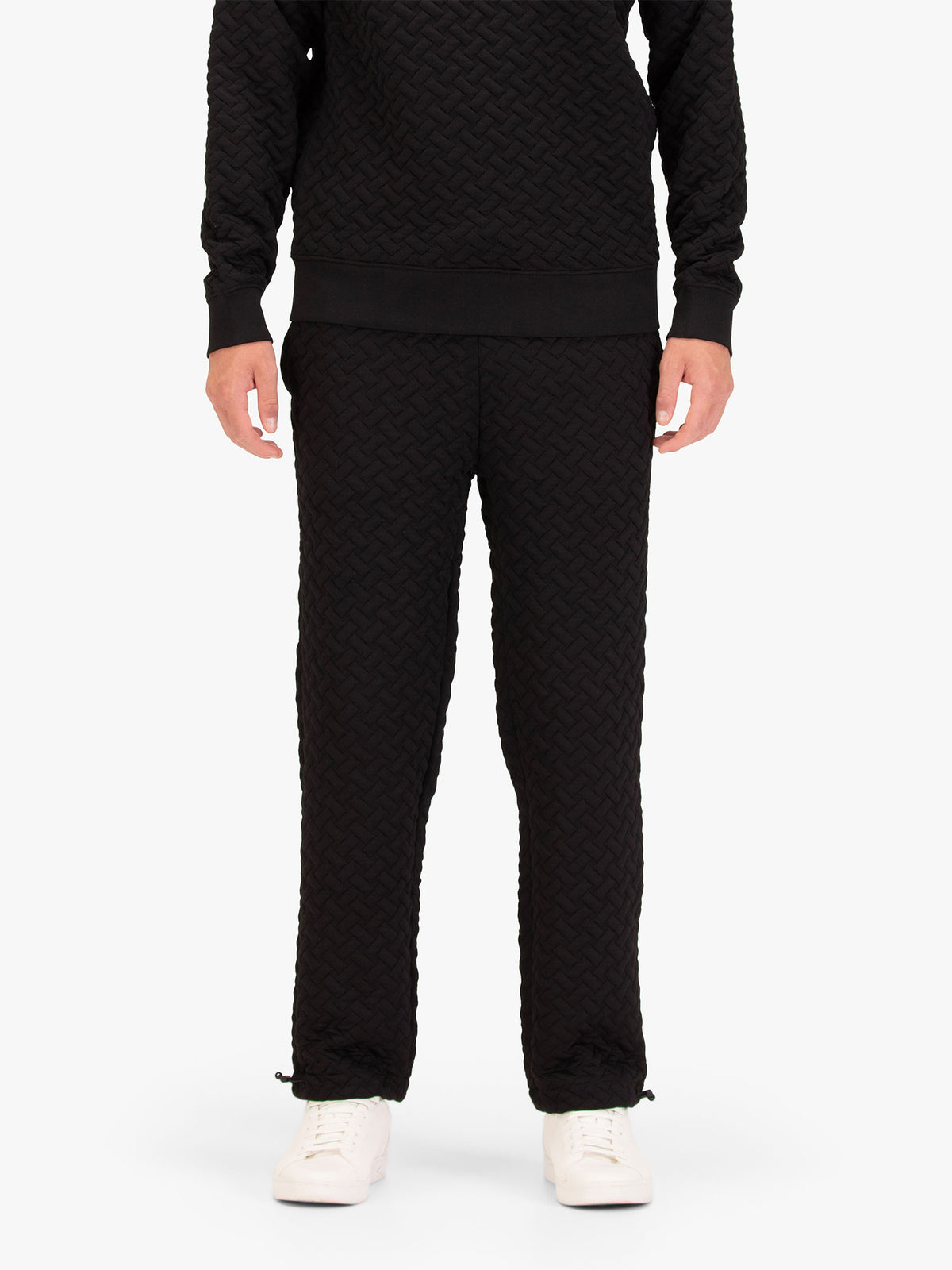 Men's black joggers.