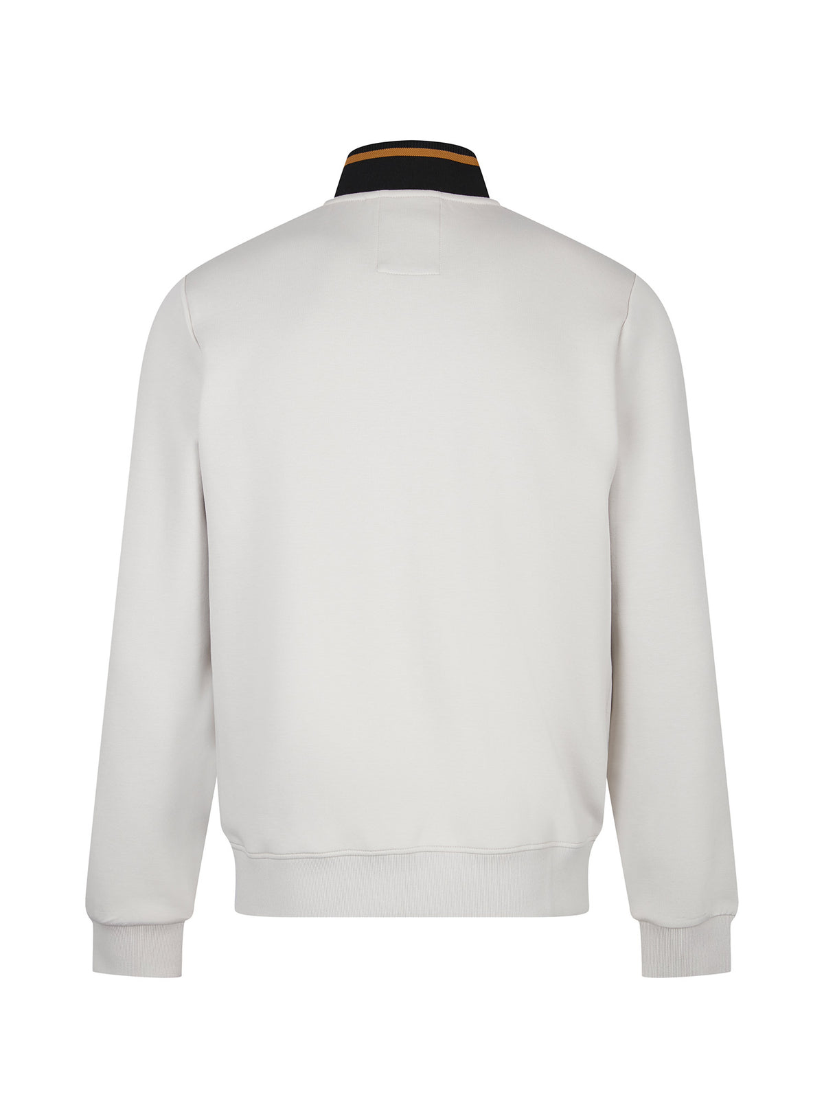 Men's grey sweatshirt with mock neck, back view