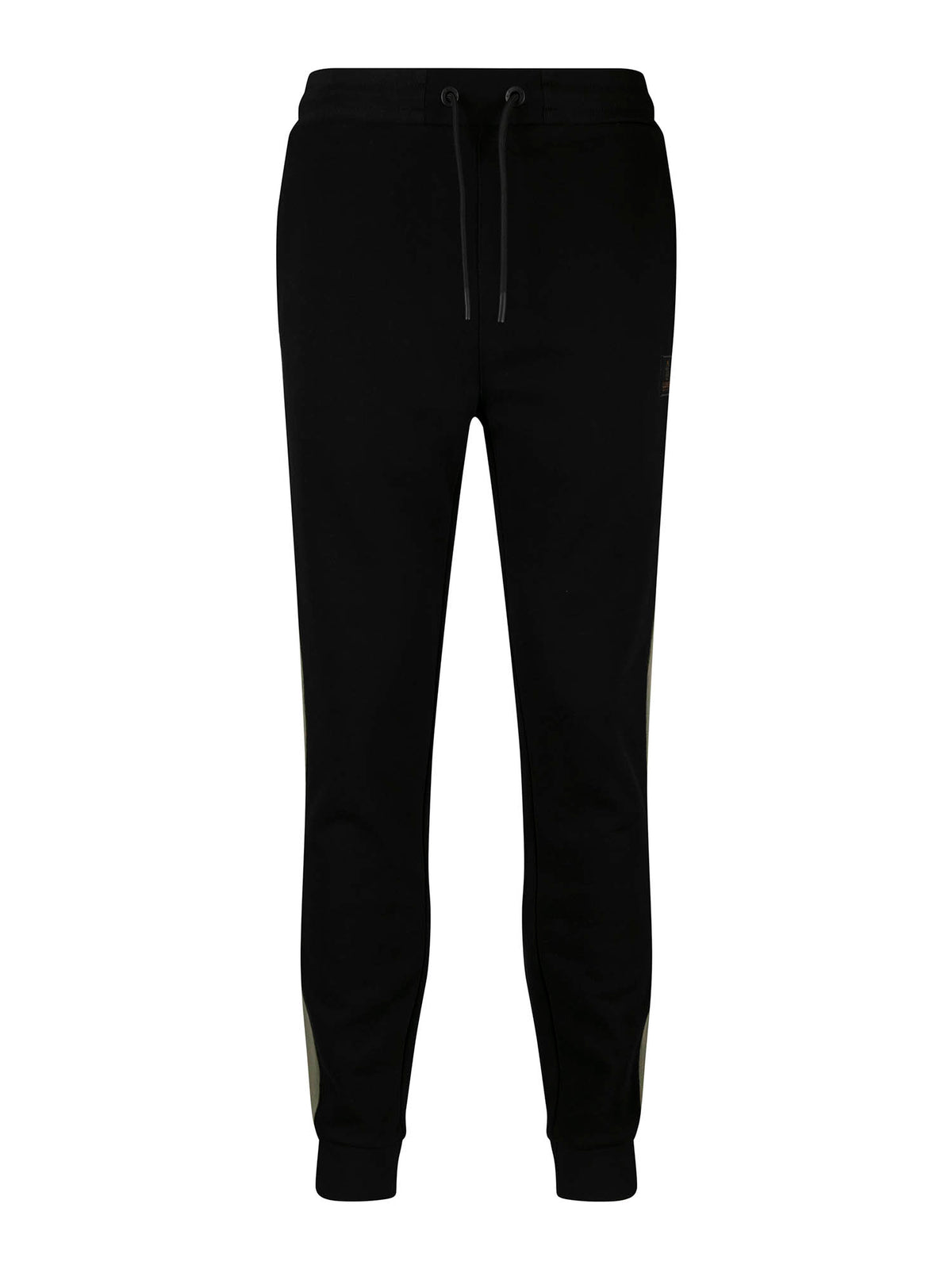 Men's black joggers with drawstring waistband.