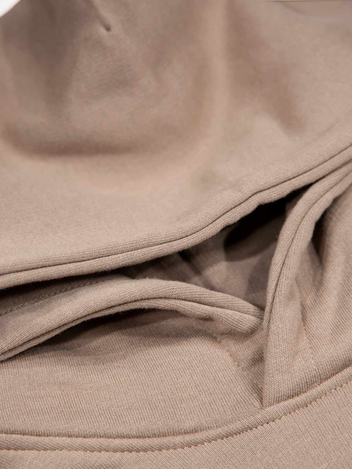 Boy's brown overhead hoodie with back print, hood detail view