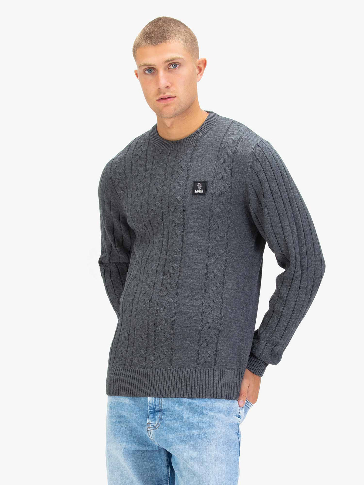 Mitcham Cable Knit Jumper - Charcoal