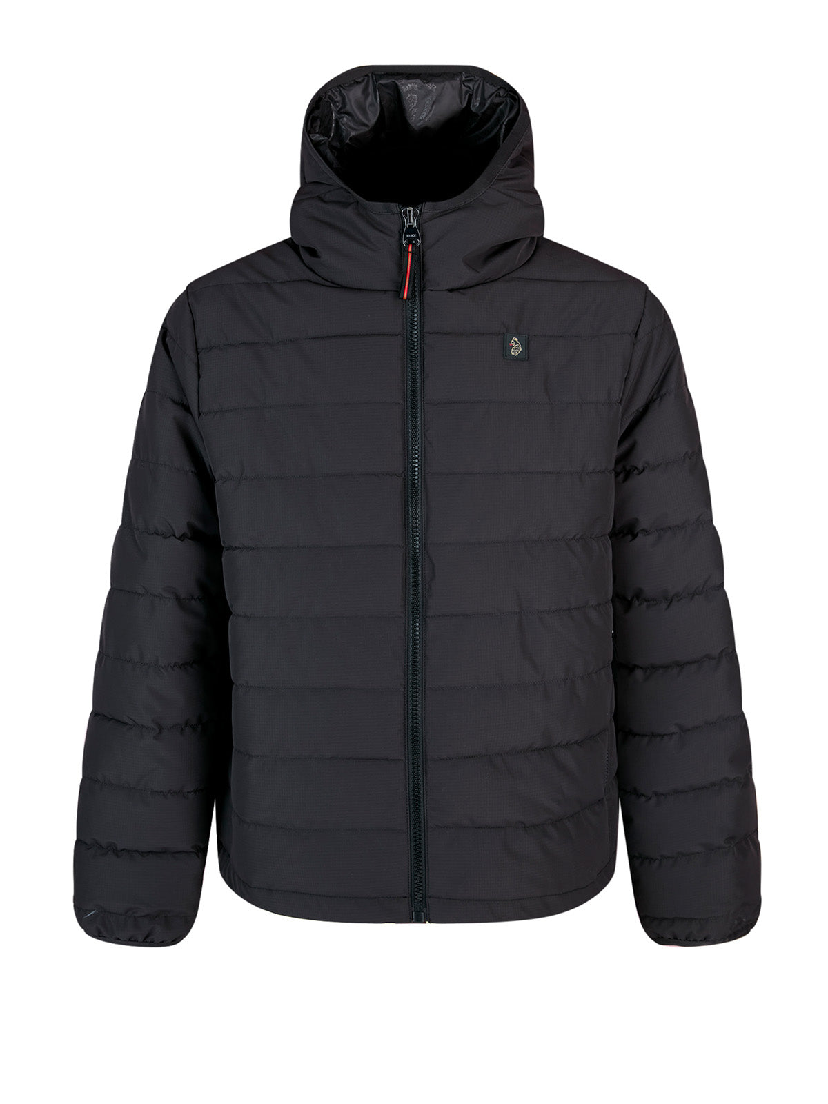 LUKE 1977 Mayor Of Cantoria men's hooded padded ripstop jacket in black with lionhead rubber badge