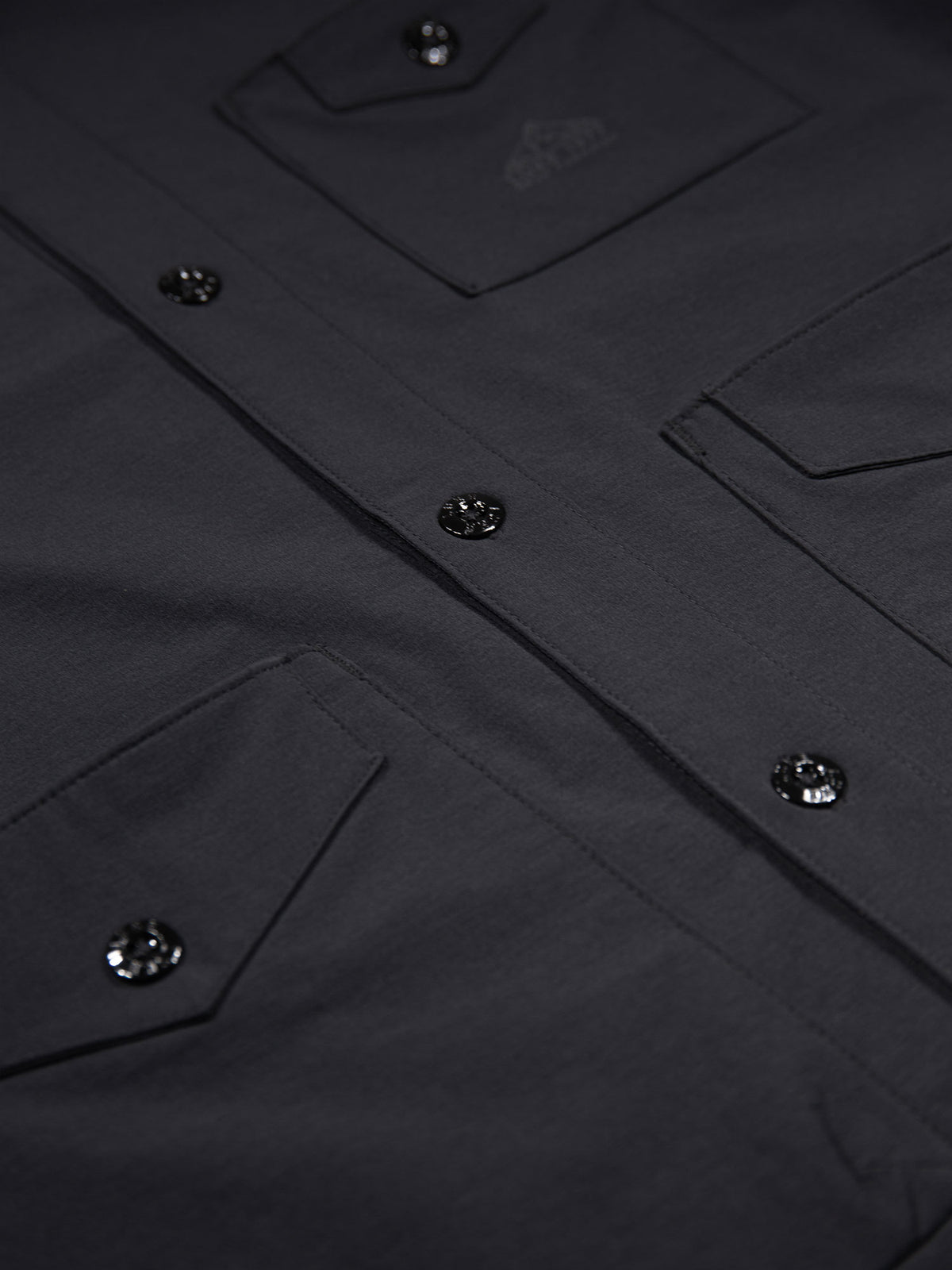 Men's black shirt with button-up front.