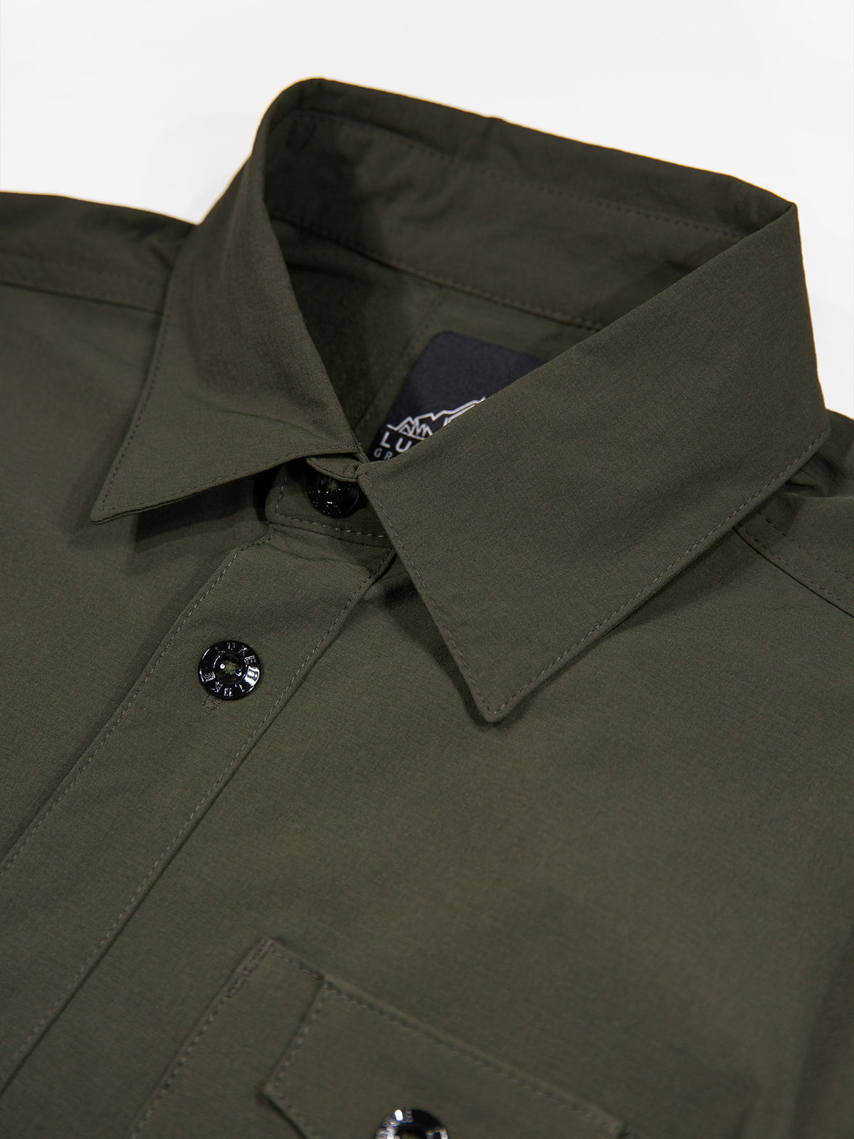 Men's green shirt with button-up front.